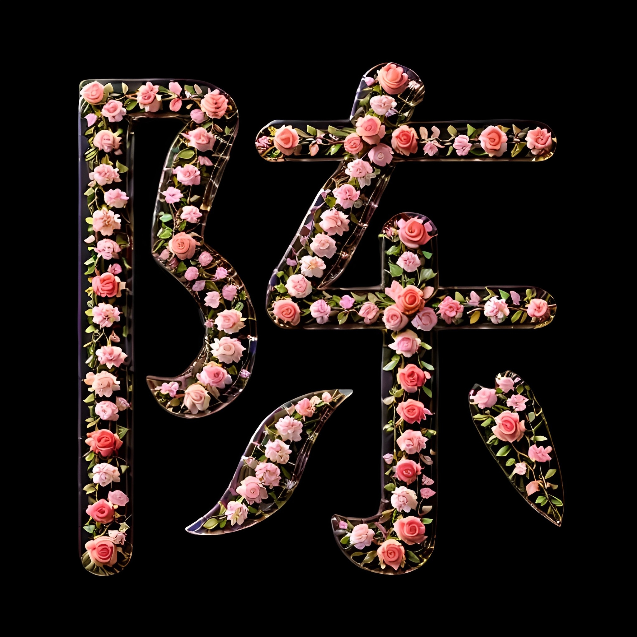 独特的玫瑰花姓氏头像艺术字