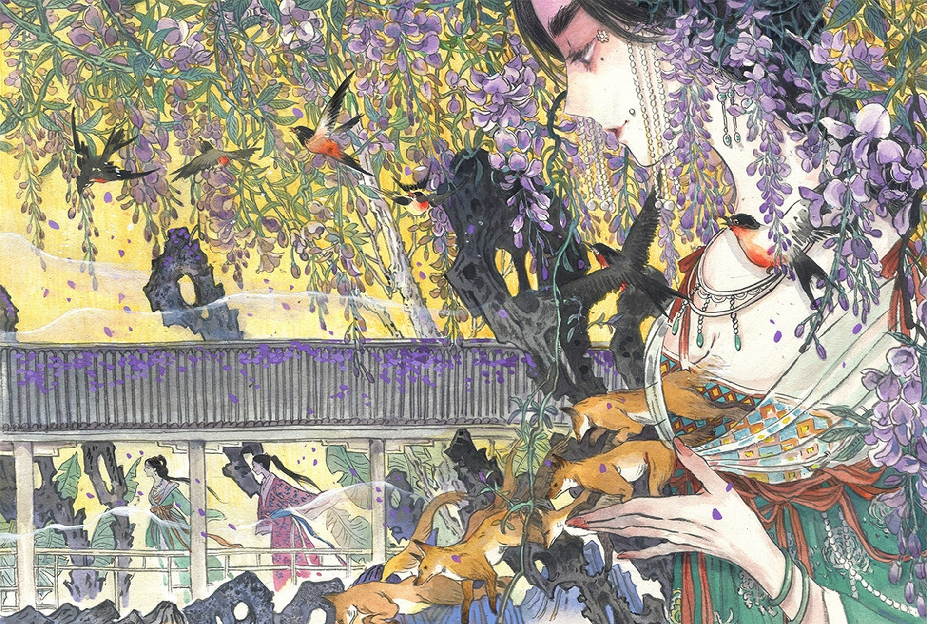 画师九千坊《聊斋》故事绘画作品欣赏,来自"翩翩","王六郎","婴宁","