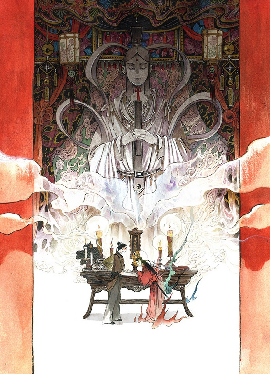 画师九千坊《聊斋》故事绘画作品欣赏,来自"翩翩","王六郎","婴宁","