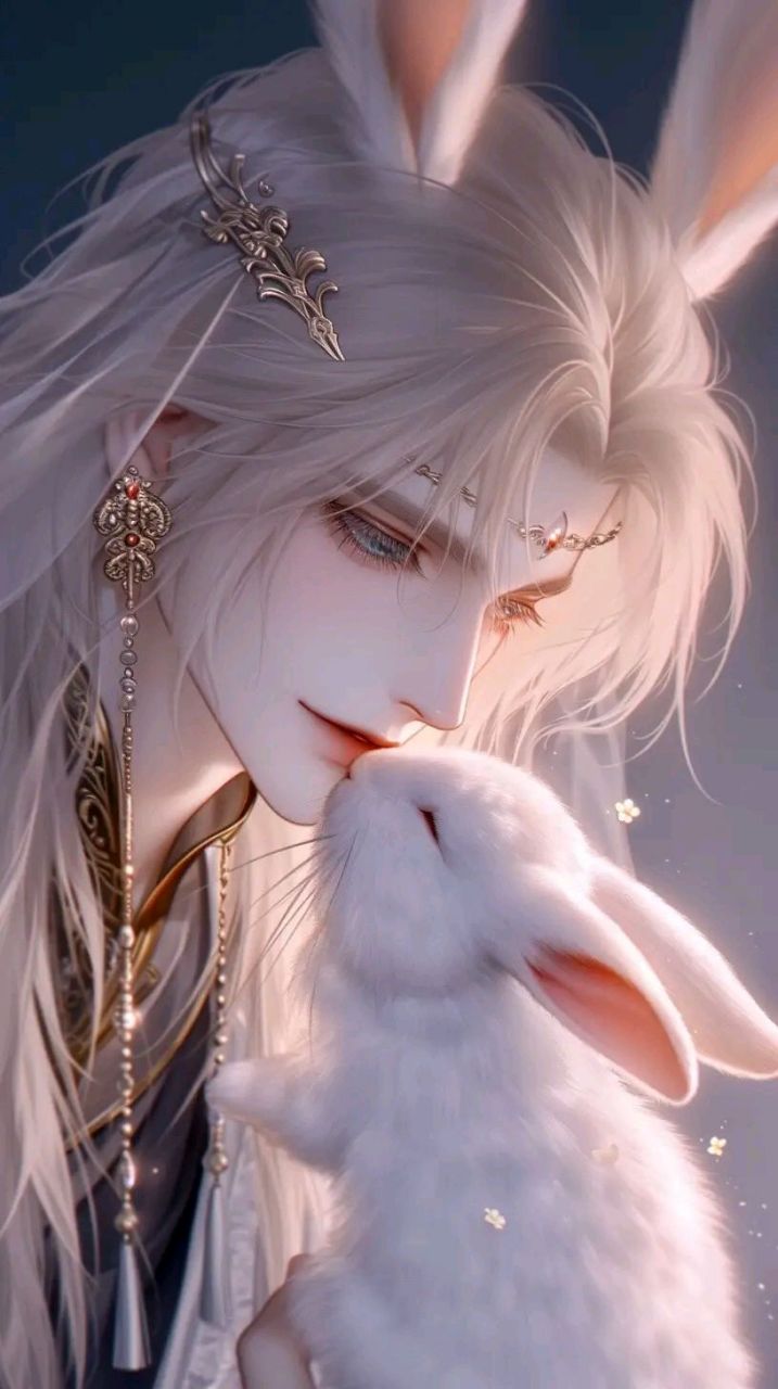 唯美古风,美男子和兔兔  #动态连更挑战# #ai绘画