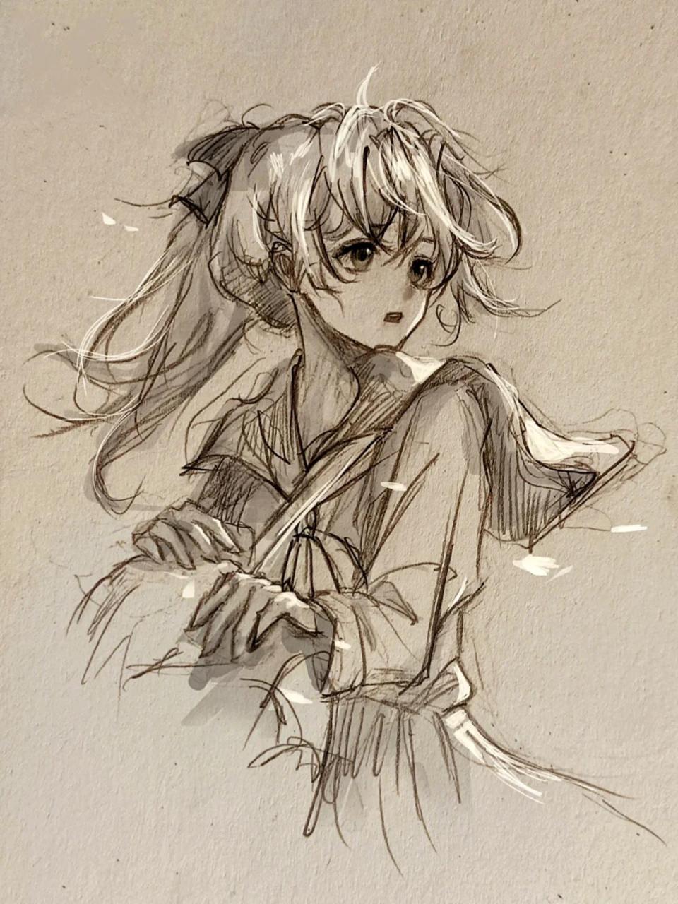 这画风我太爱了 临摹的是禹禹的画 工具卡西米尔炭笔,自动铅笔