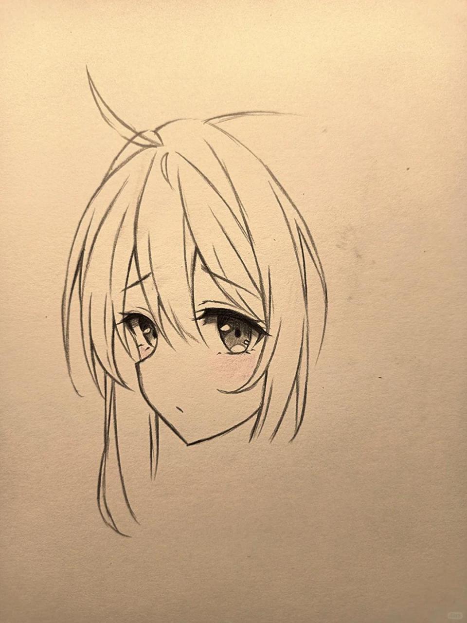 扎高马尾女生绘画过程