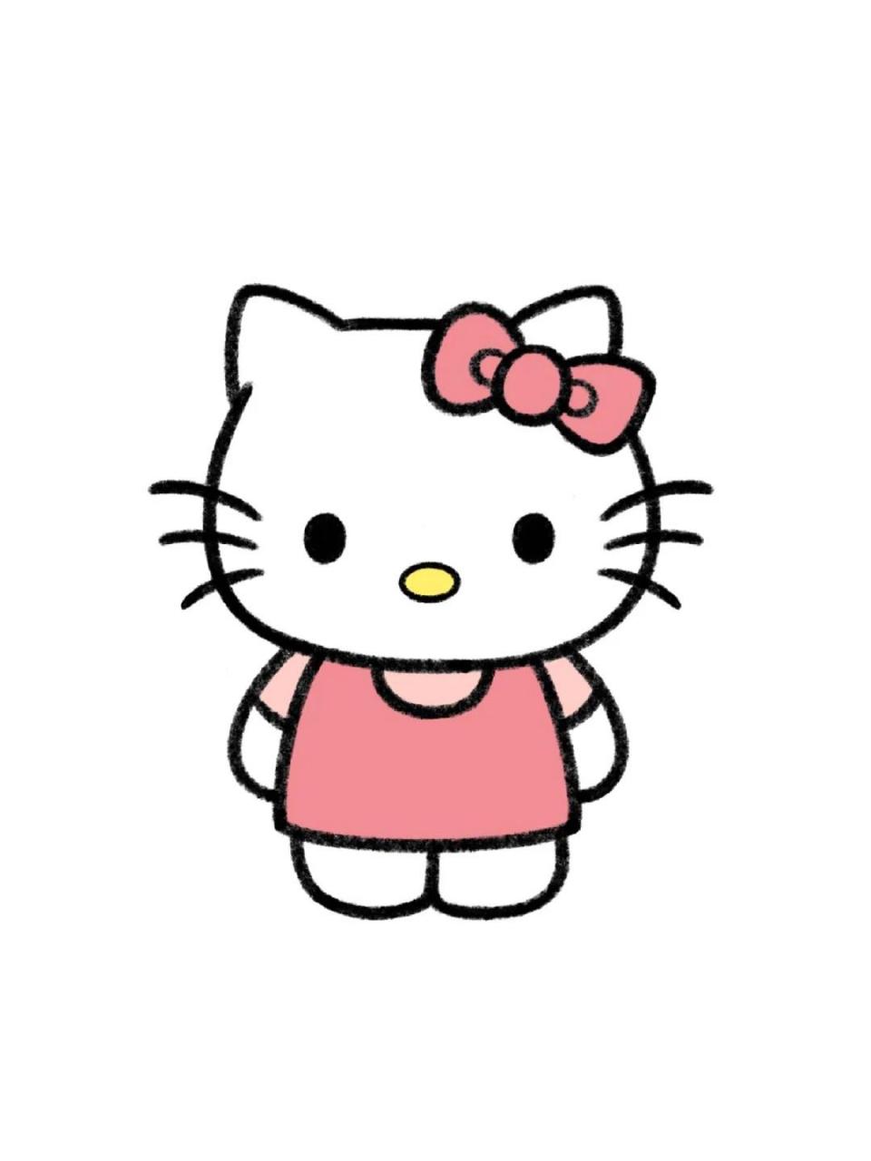 手残党学简笔画附教程7315hello kitty凯蒂猫 今天来画个凯蒂猫