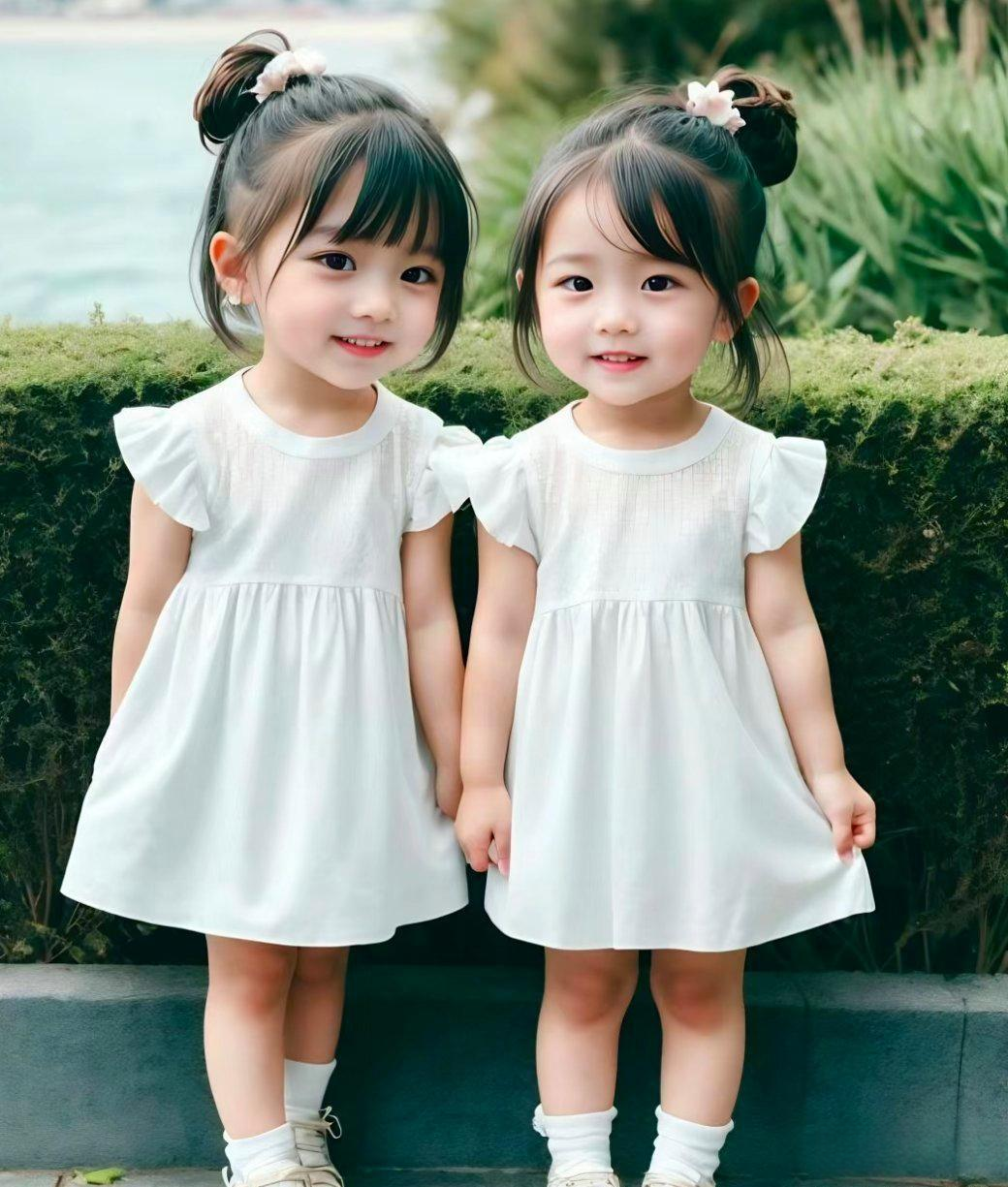 这一对小女孩太漂亮了好可爱,能应有这样的小宝贝,一定很开心,每天
