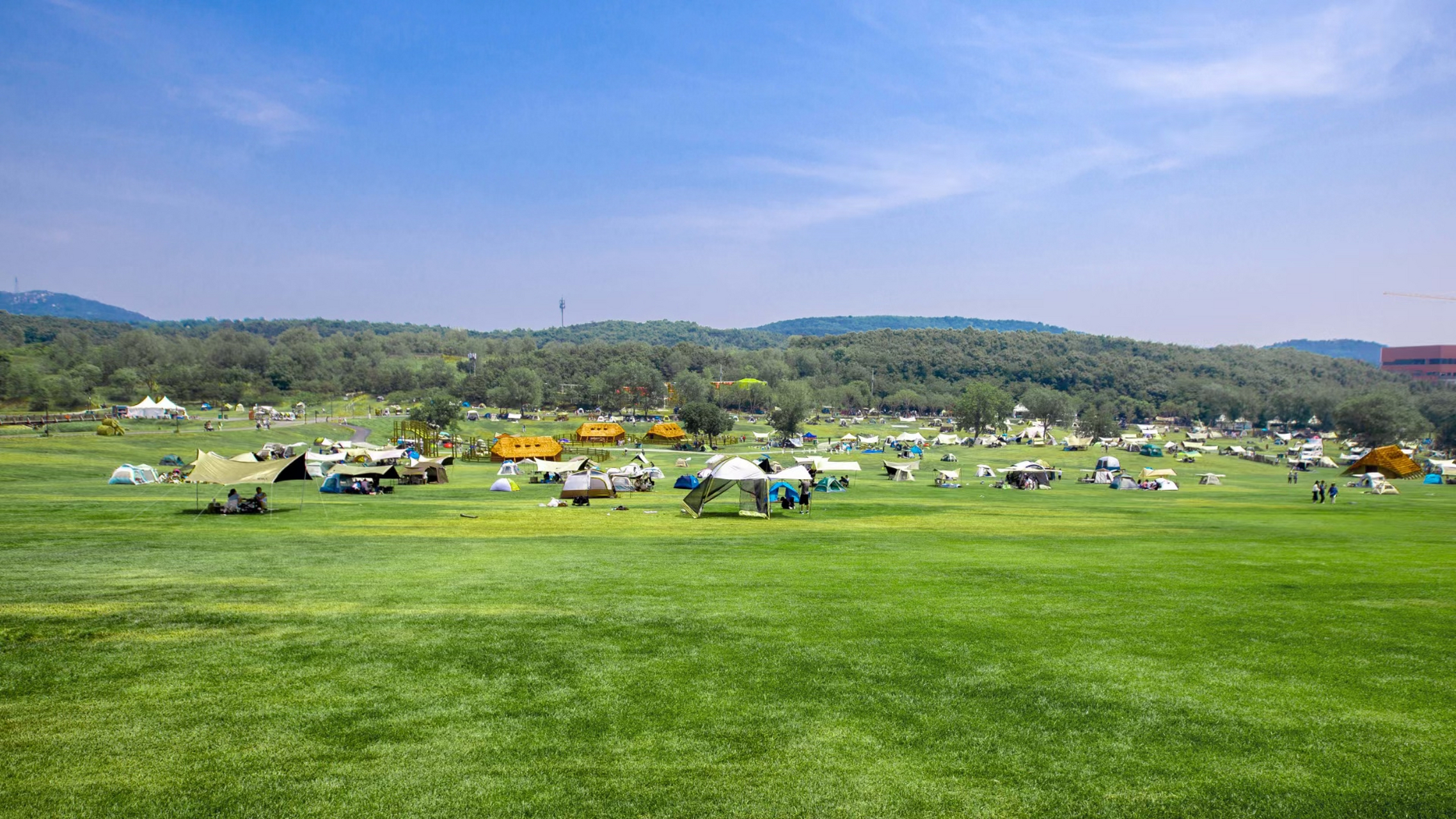每到节假日期间,大连三寰牧场的停车场都特别紧张,来搭帐篷露营的