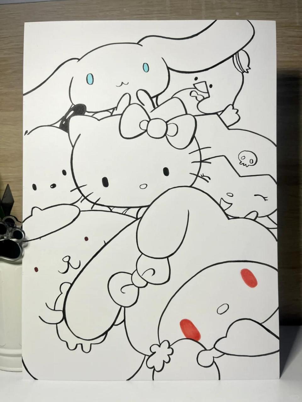 挑战100天画画打卡(10/100)左滑看上色步骤 ❤️今天画三丽鸥家族