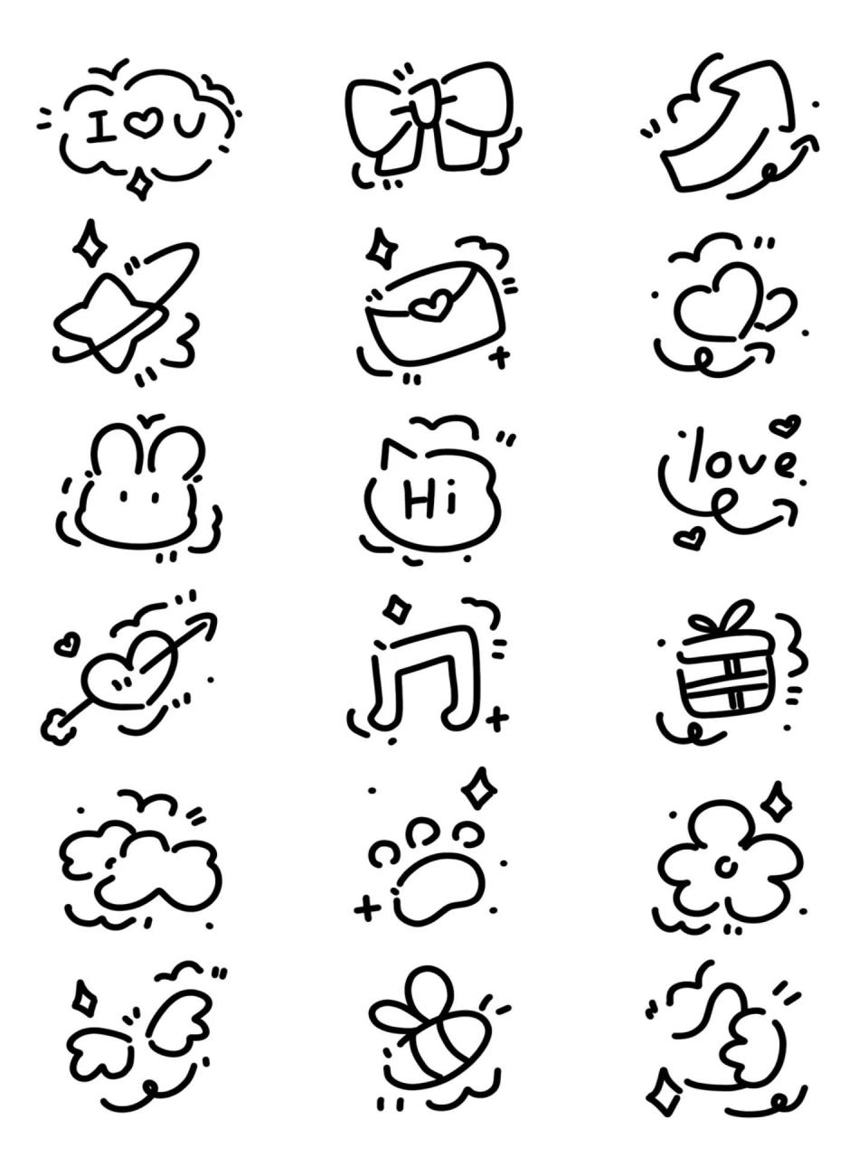 手绘小涂鸦👆🏻黑白线稿 简单手绘涂鸦 通用万能 [派对r][派对r]