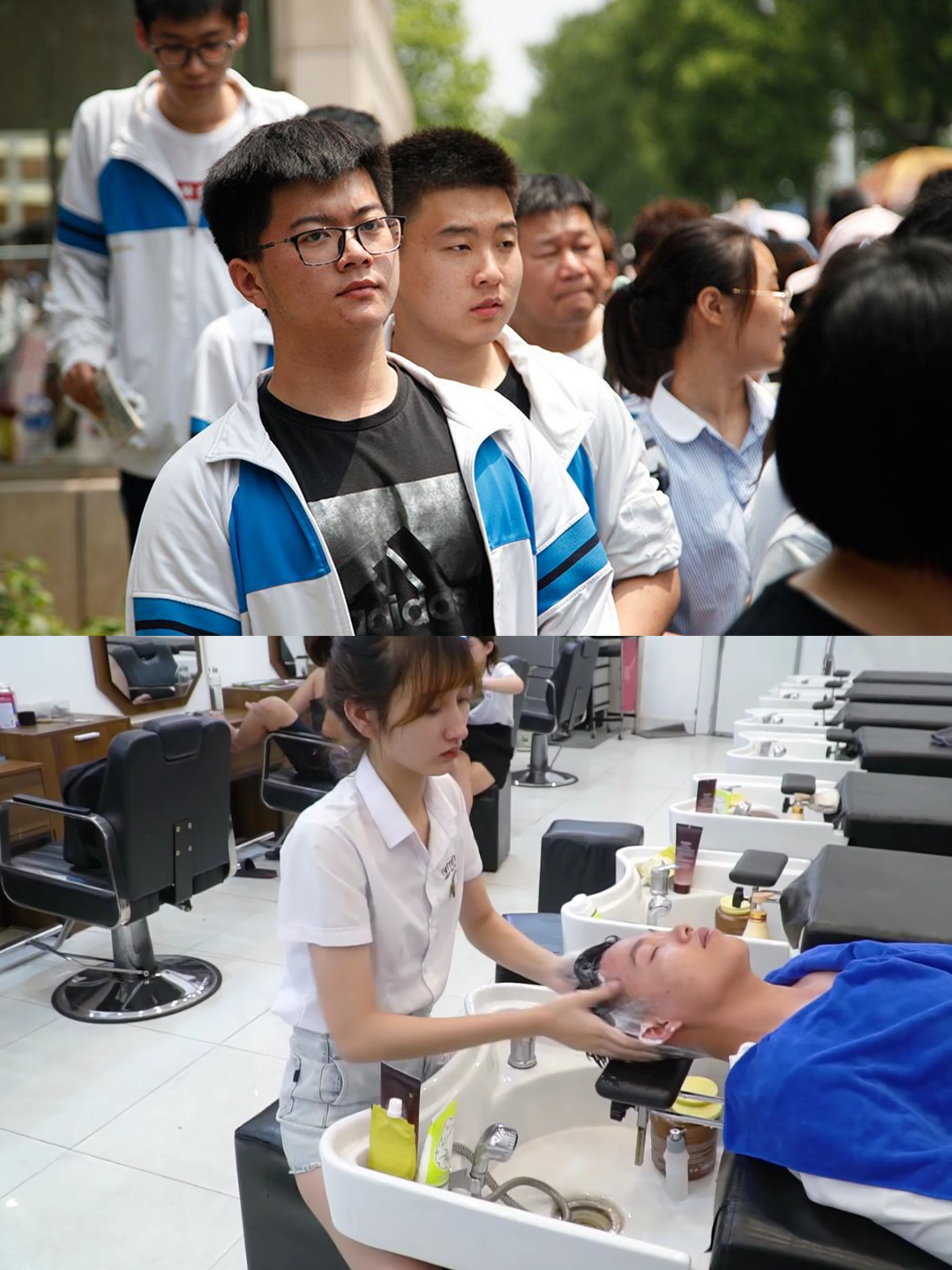 看来大家都想在高考高中生高考完购物图给大学生免费理发学校理发馆排