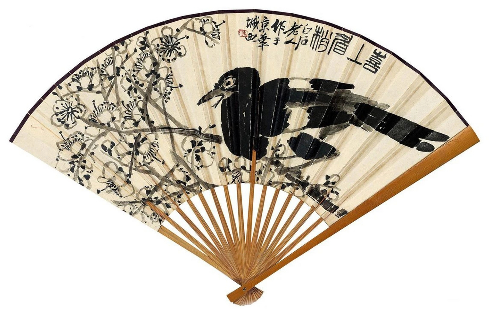齐白石花鸟绝品扇面画,设色艳丽,雅俗共赏,给你的夏天带来清凉!