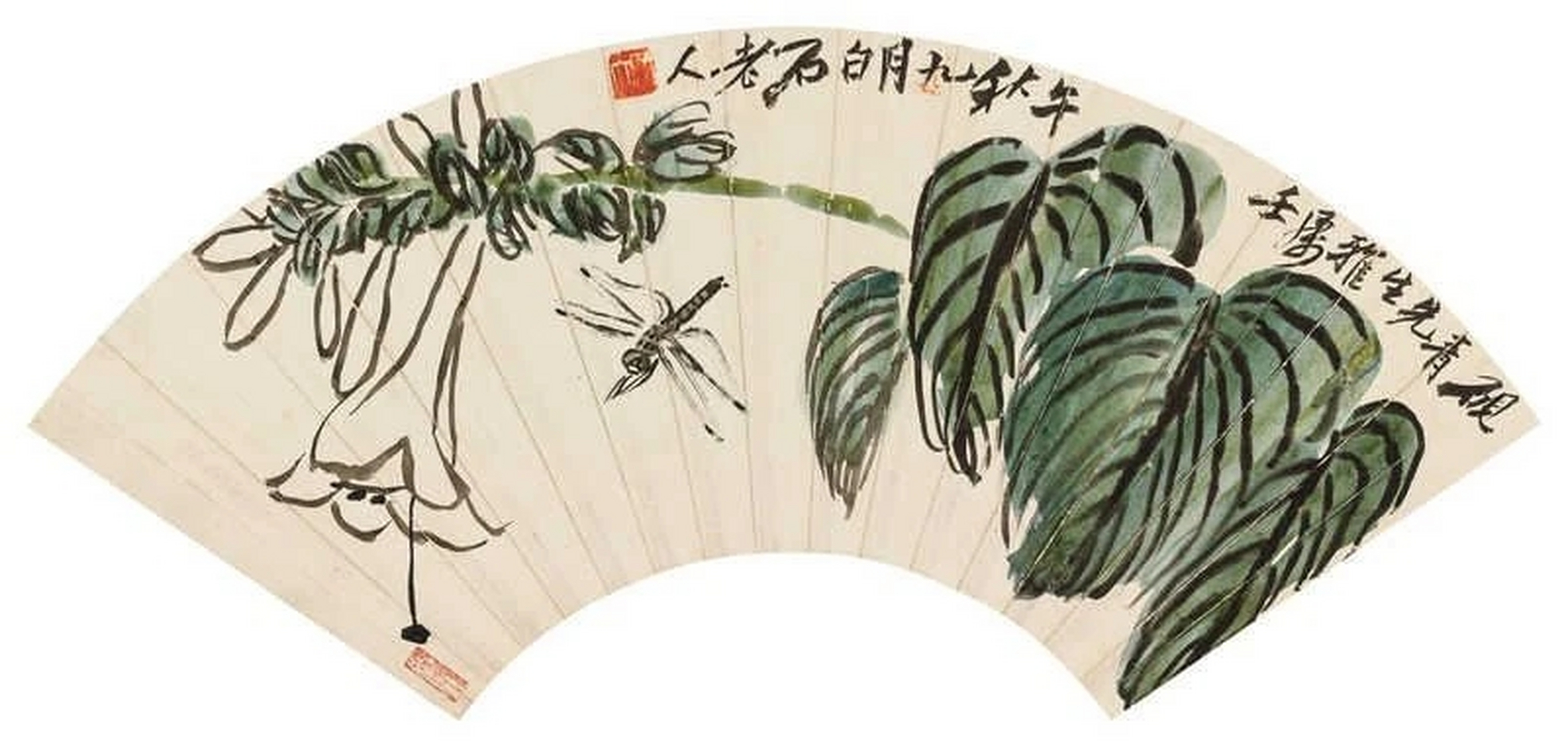 齐白石花鸟绝品扇面画,设色艳丽,雅俗共赏,给你的夏天带来清凉!