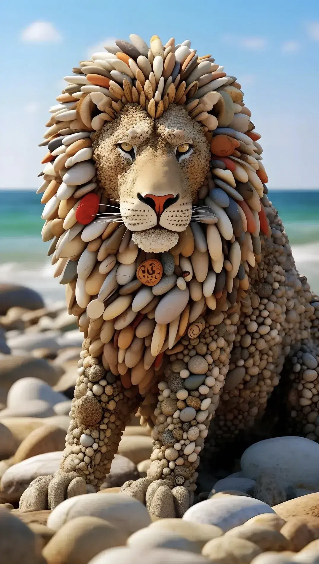 石头拼接的动物,惟妙惟肖