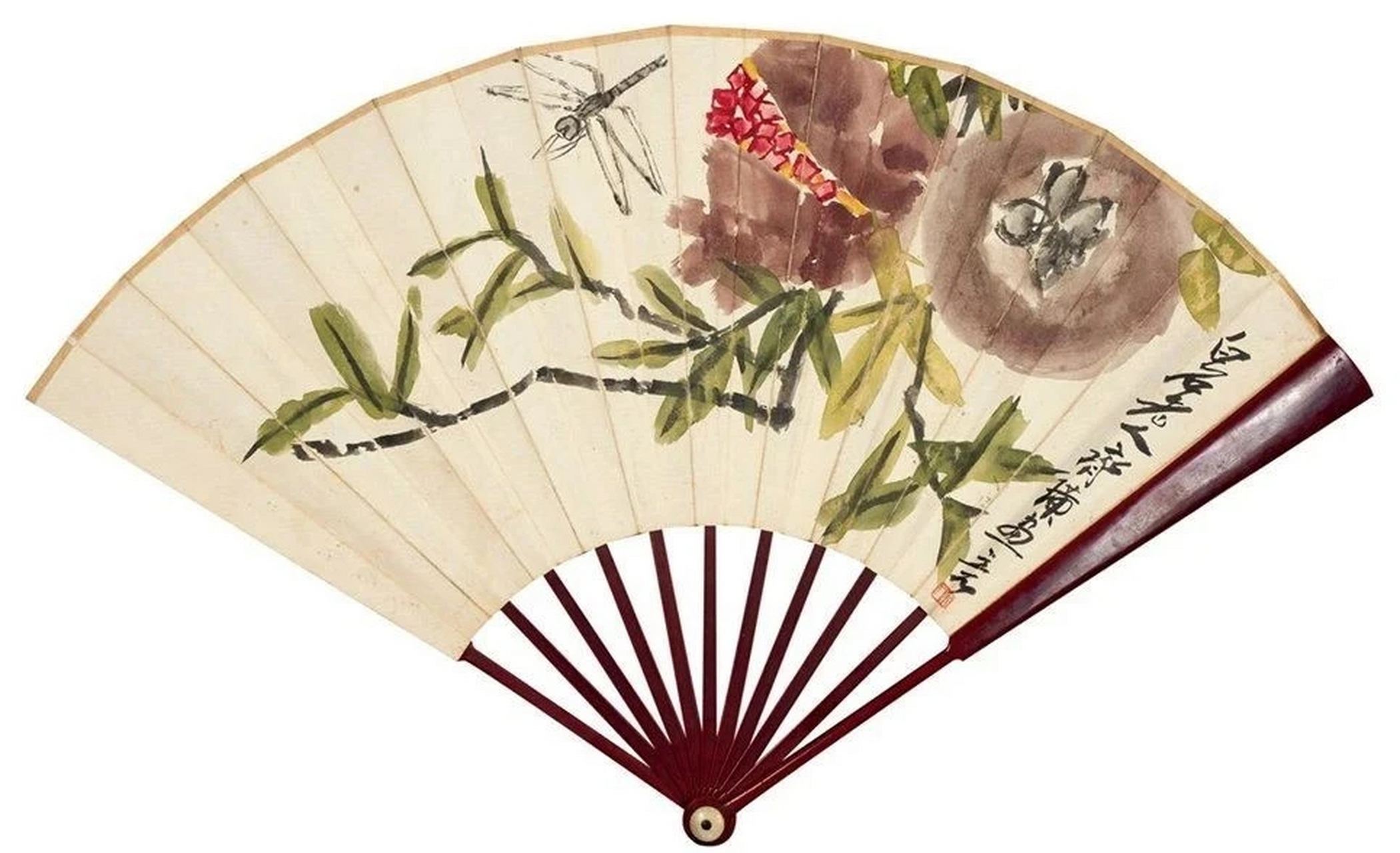齐白石花鸟绝品扇面画,设色艳丽,雅俗共赏,给你的夏天带来清凉!