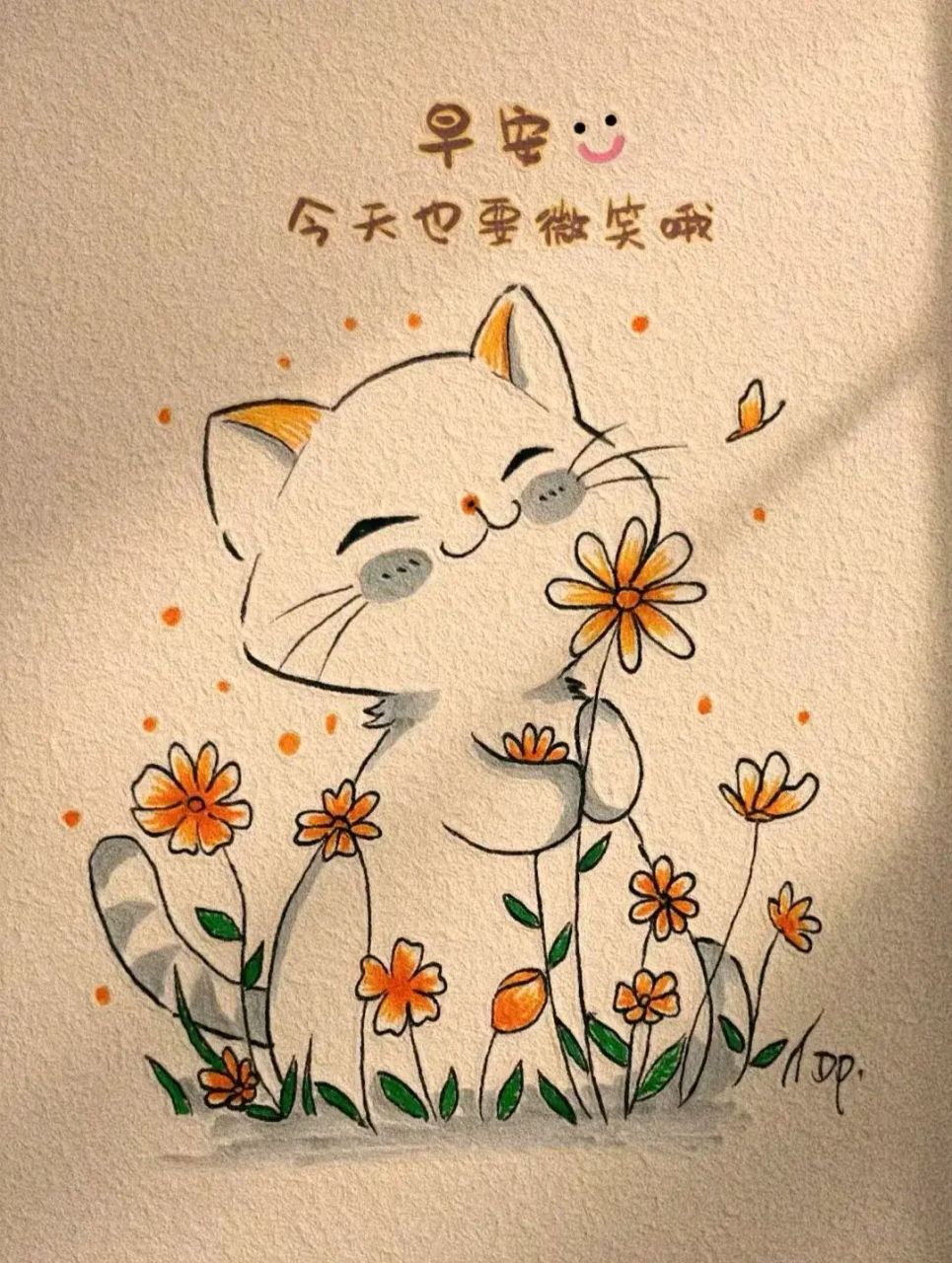 屋顶上的猫简笔画图片