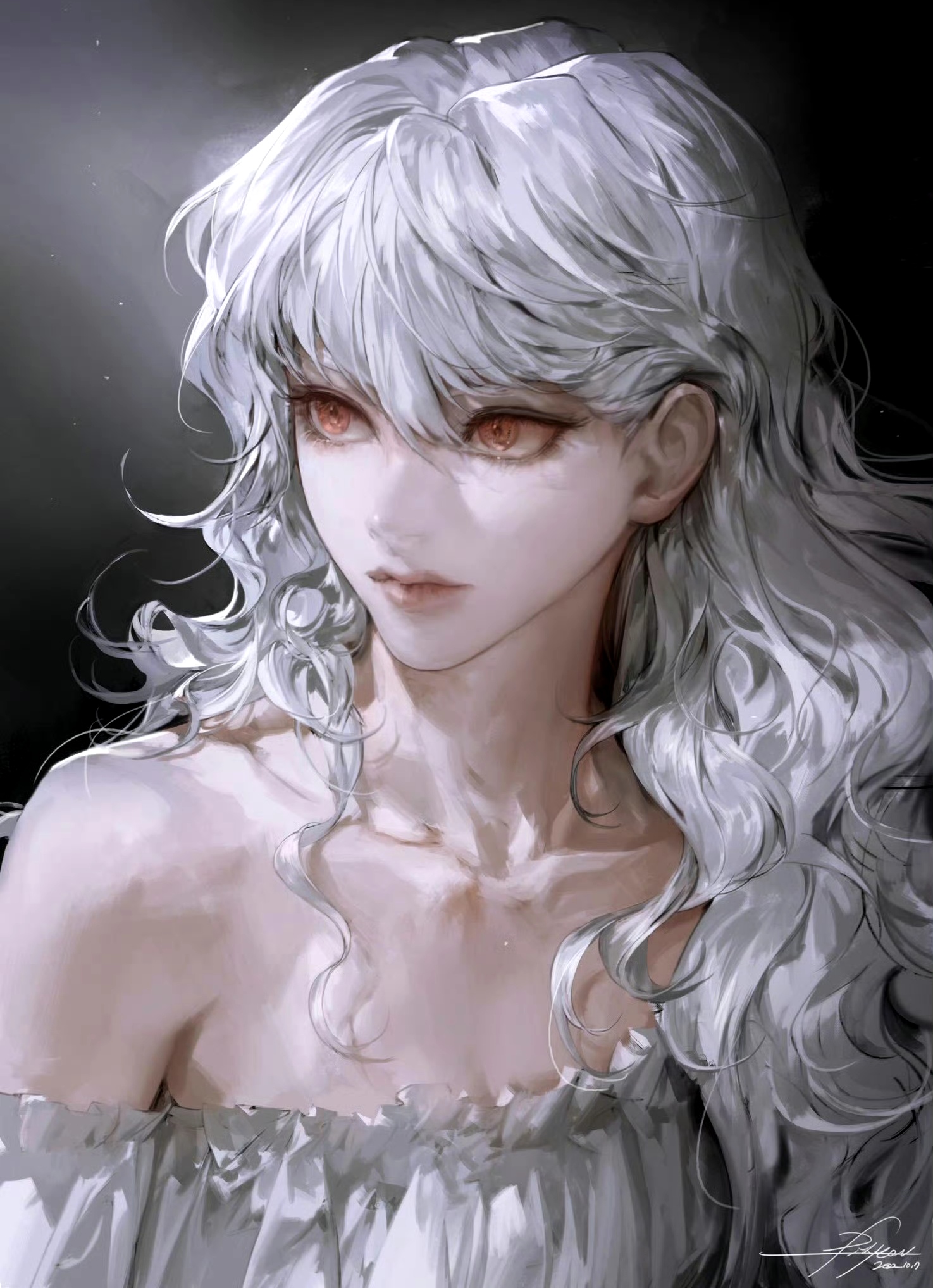 插画师vlfdus动漫人物插画作品欣赏,用细腻的色彩绘制出端庄华丽的