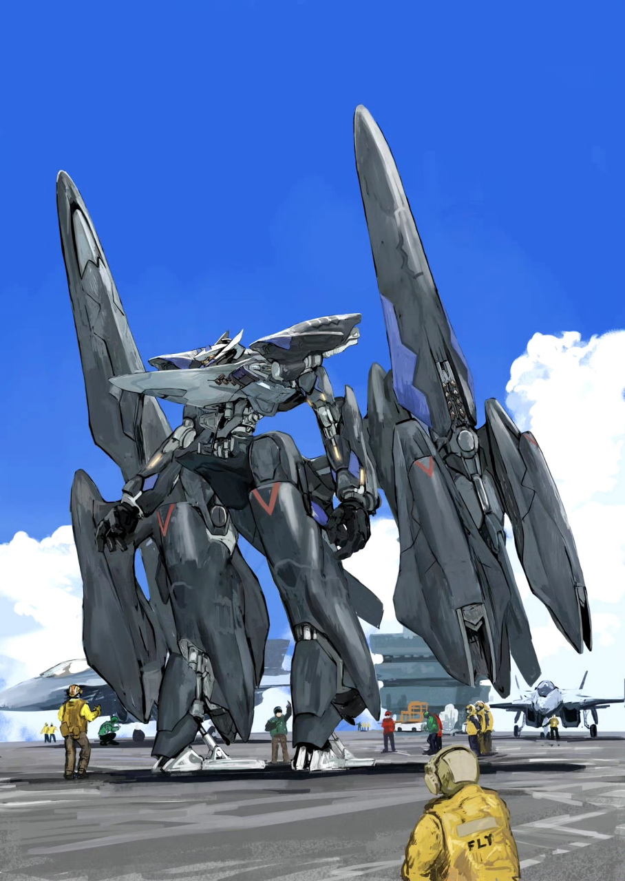 分享一组可变形机甲战机概念设计,可以作为舰载机在航母上使用,by boy