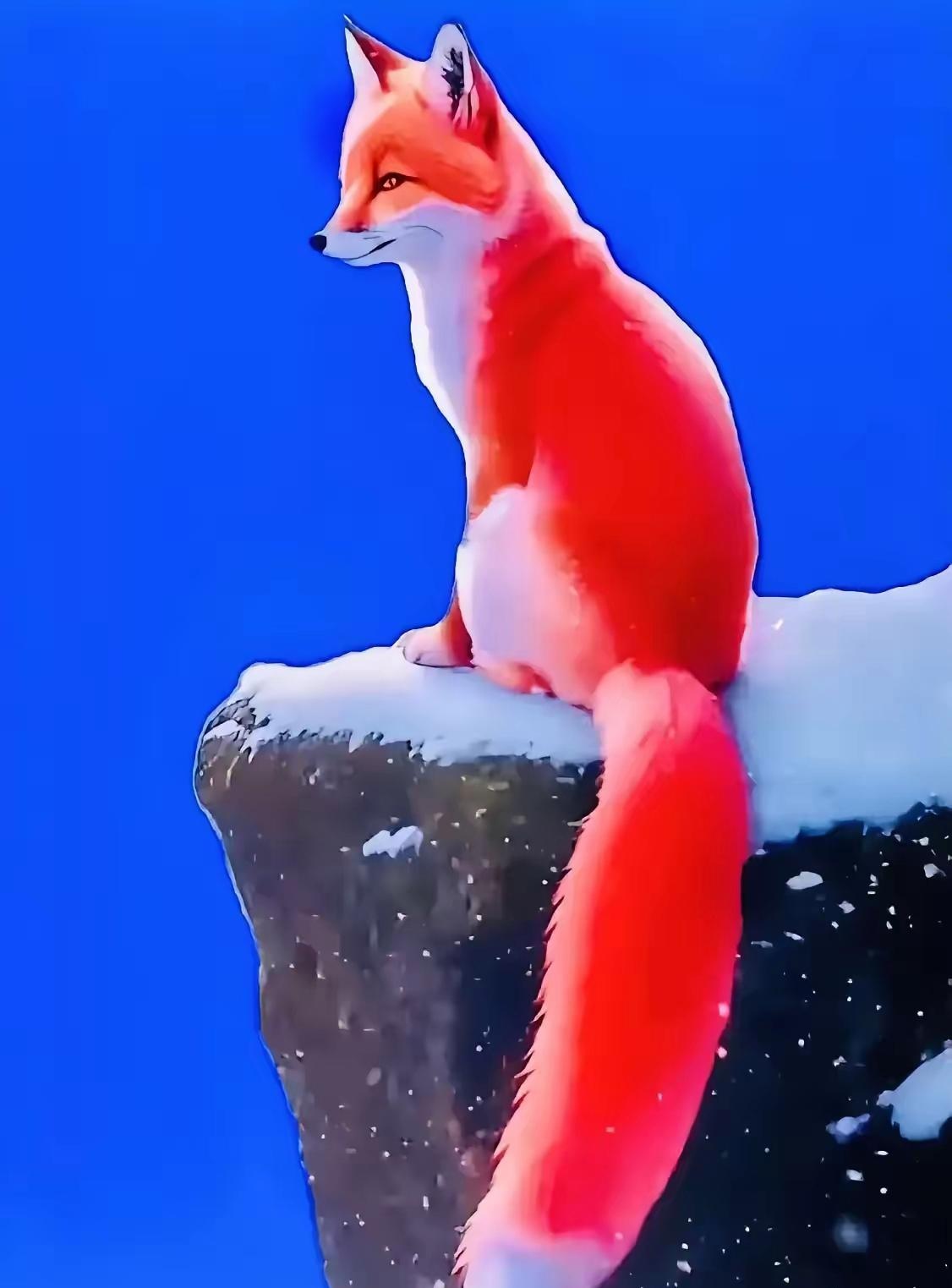 雪中红狐 雪地之中,一只红狐静静伫立,其身影在银白色的世界中格外
