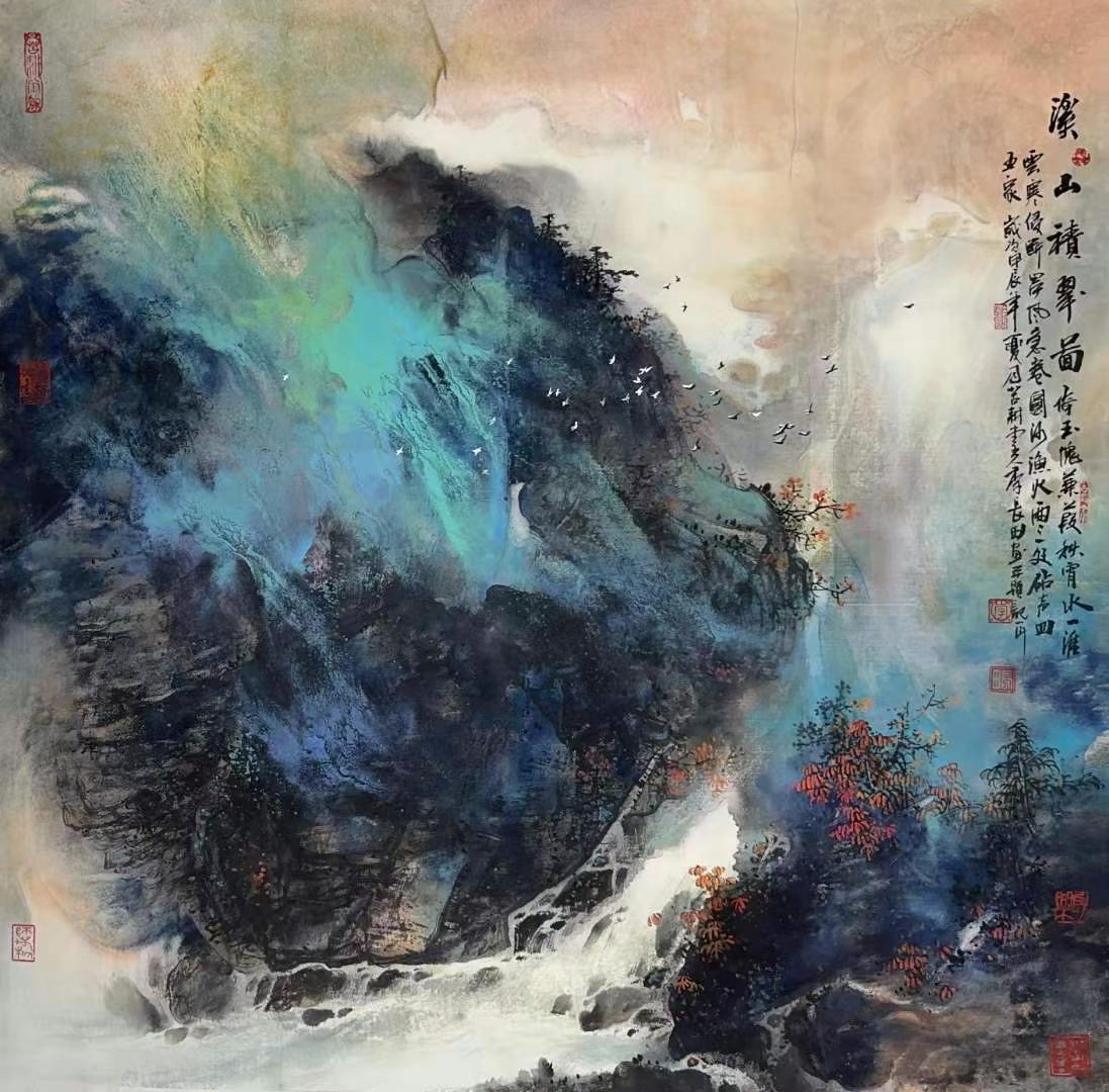著名画家李长田大师作品现货 四尺斗方 尺寸:68x68cm 收藏可视频合影