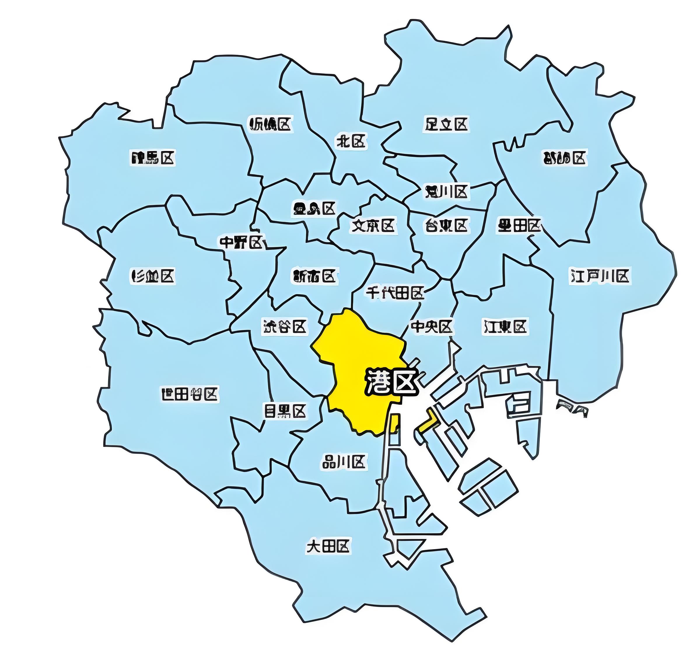 日本东京各区地图分布图片