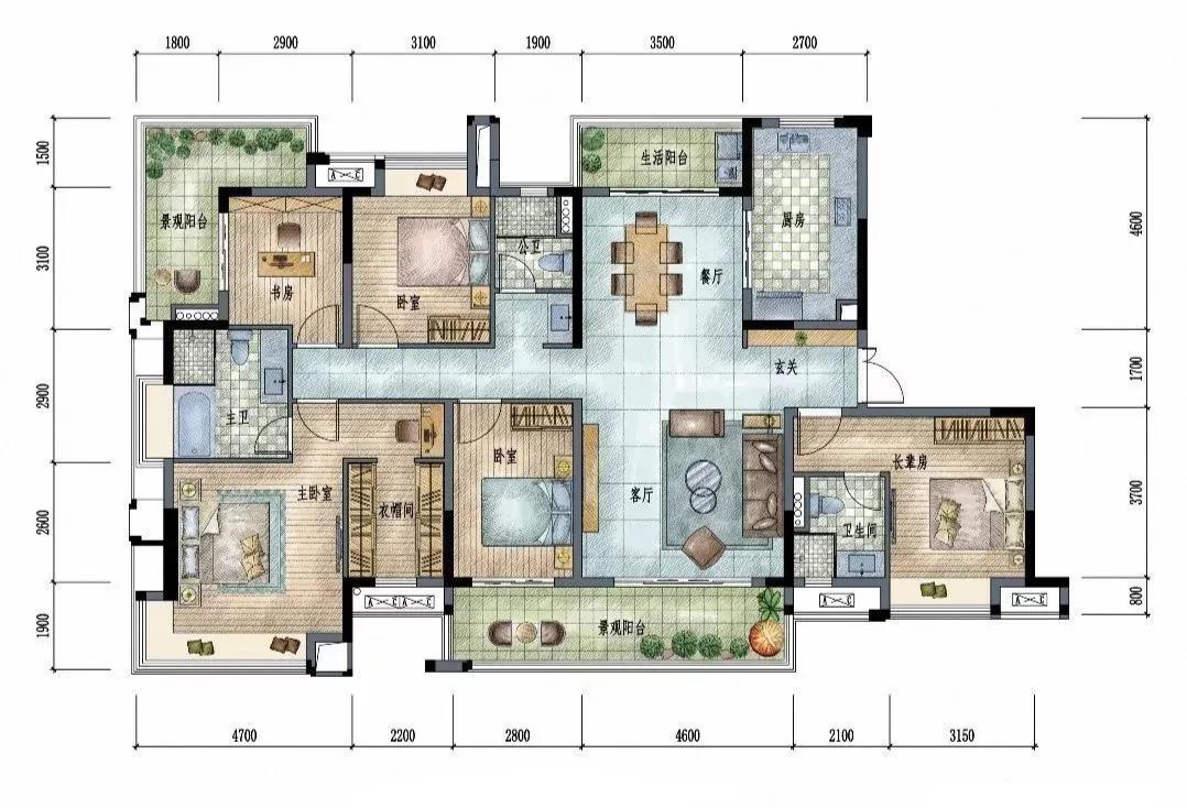 经典的188平米户型
