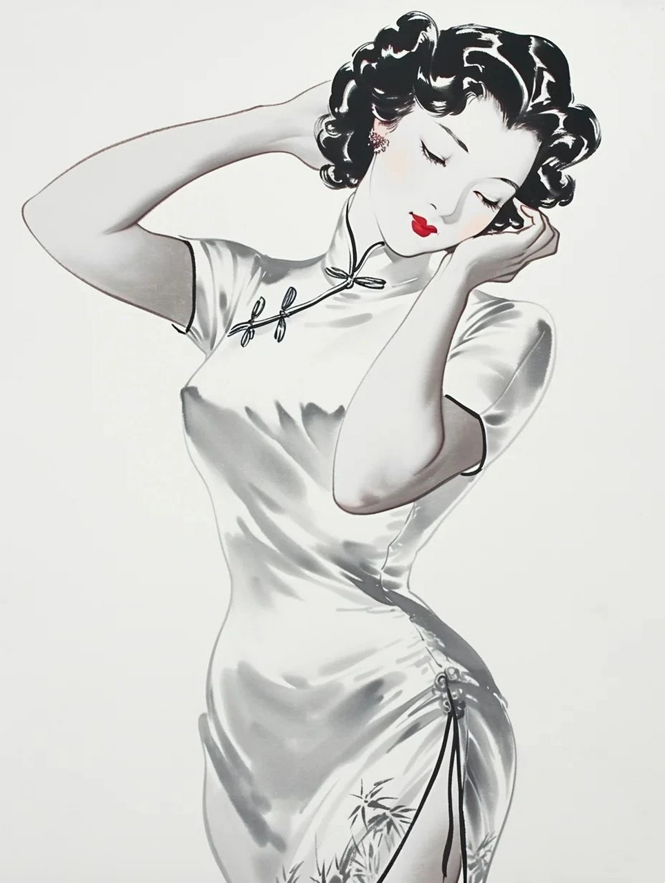 国画中的旗袍女子,端庄秀丽,仪态万方  旗袍,不仅仅是一件衣服,更是一