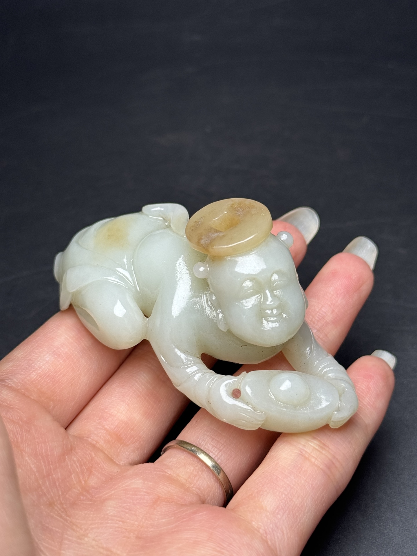 和田玉明清童子招财进宝