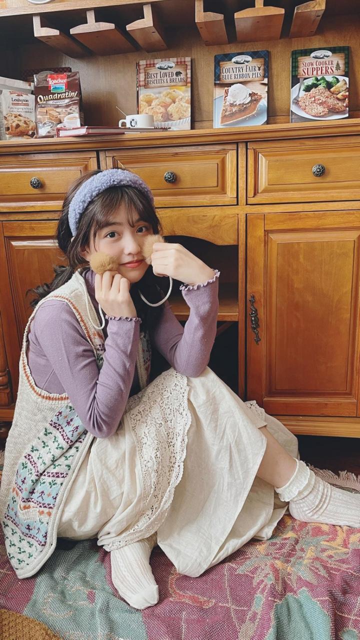 森女风居家甜美女生私服照