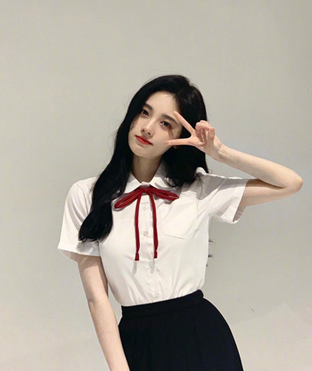 鞠婧t同学衬衫短裙学生装青纯唯美