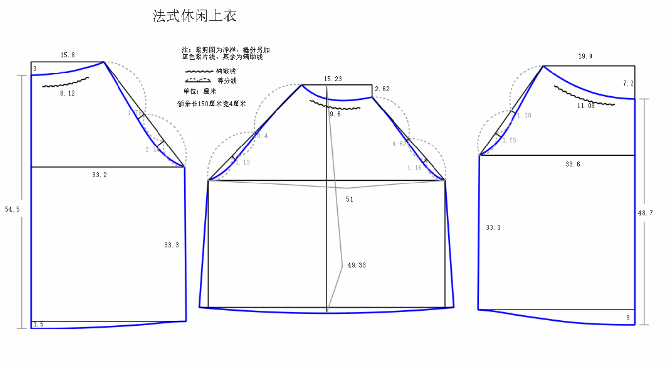 休闲女上衣附裁剪图