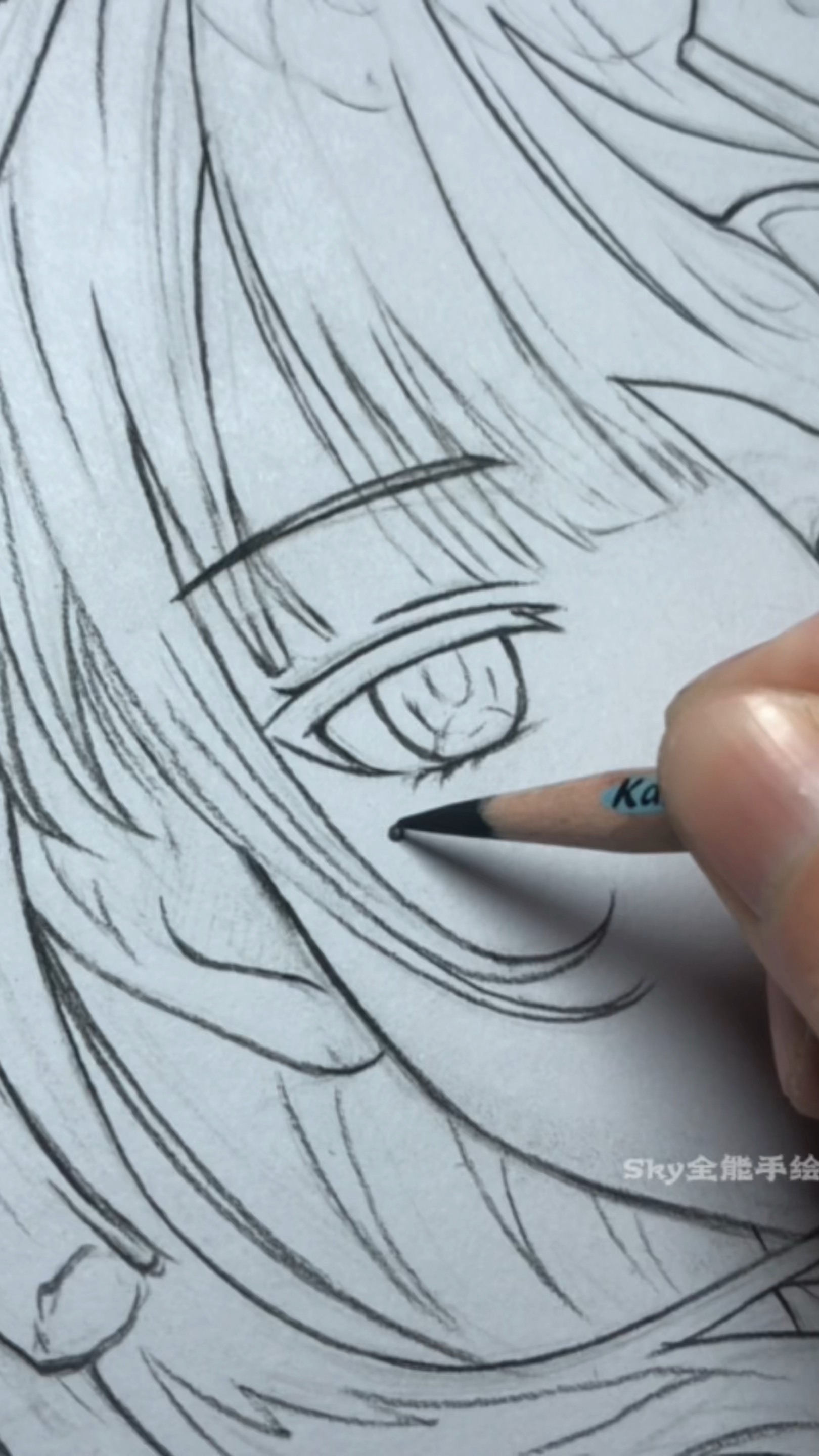 雷电将军原神勾线绘画教程中部分