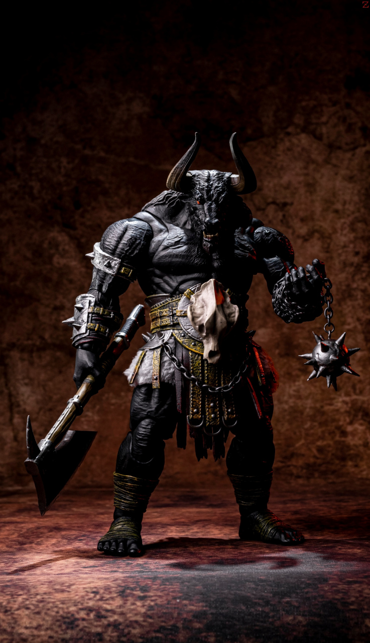 模型欣赏:xesray  角斗士 荣耀之战 黑色牛头人战士,展现了一个头戴