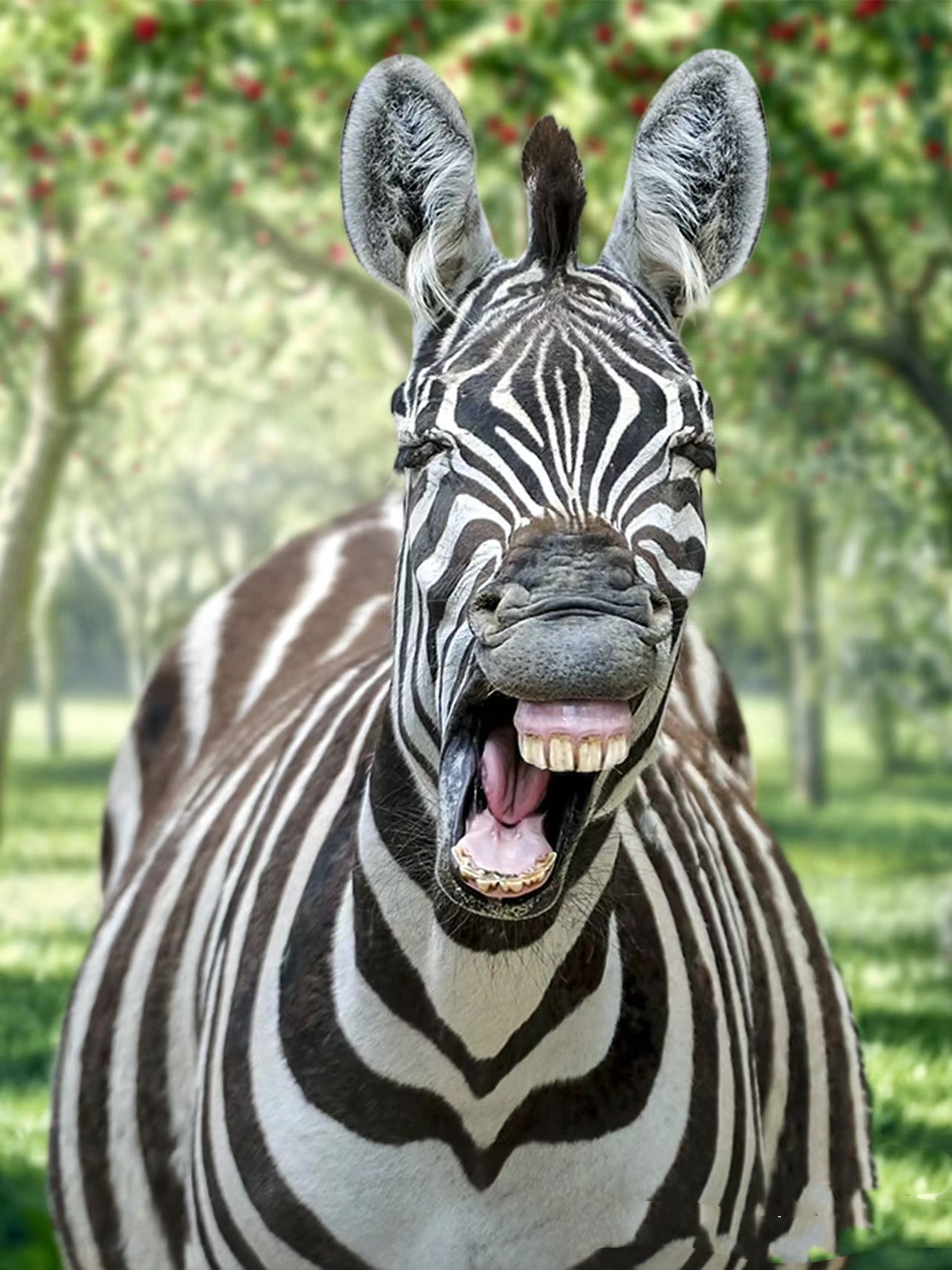 原来斑马真的会"笑",那天去动物园,路过斑马区,看到有只家伙居然咧嘴