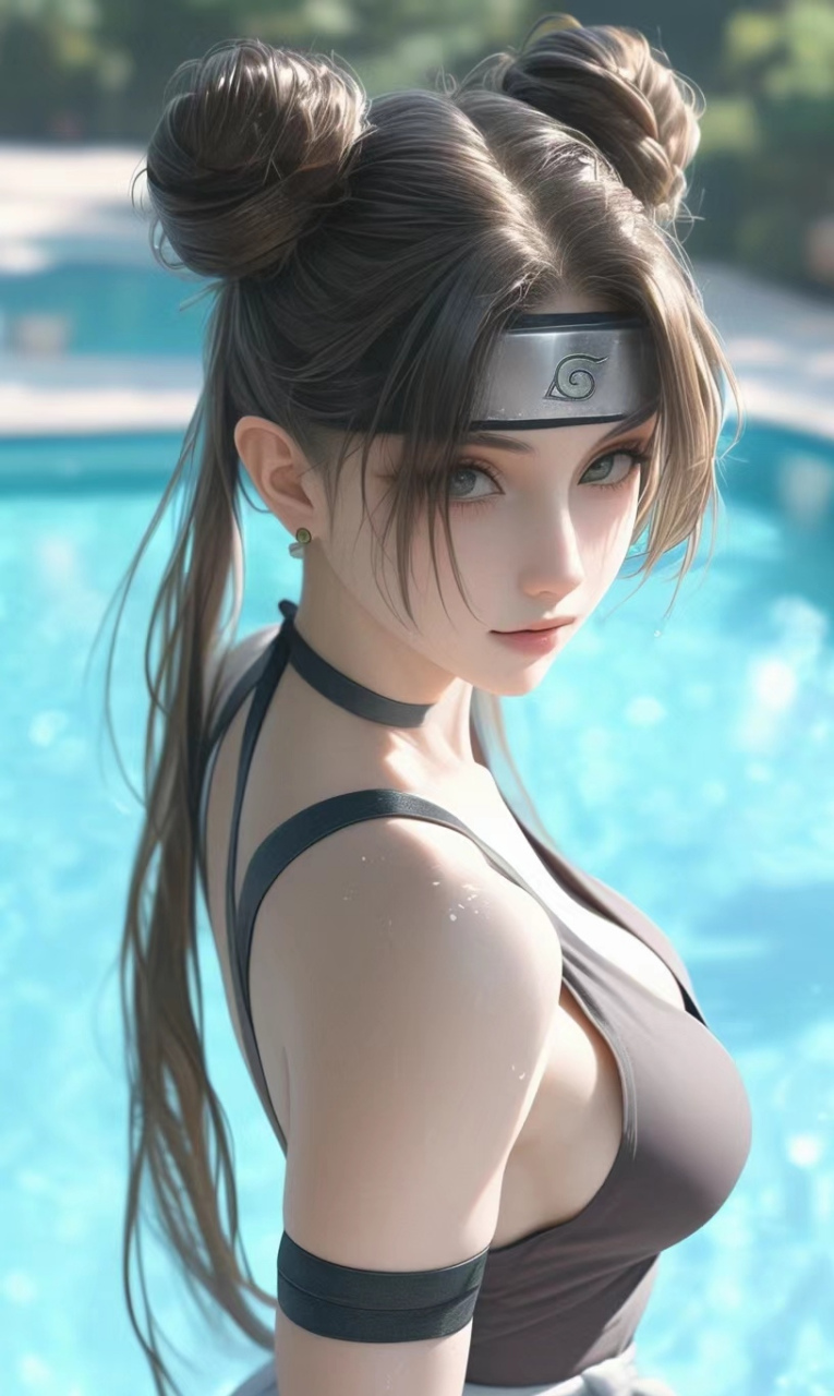 穿泳装的天天也太美了吧#火影忍者