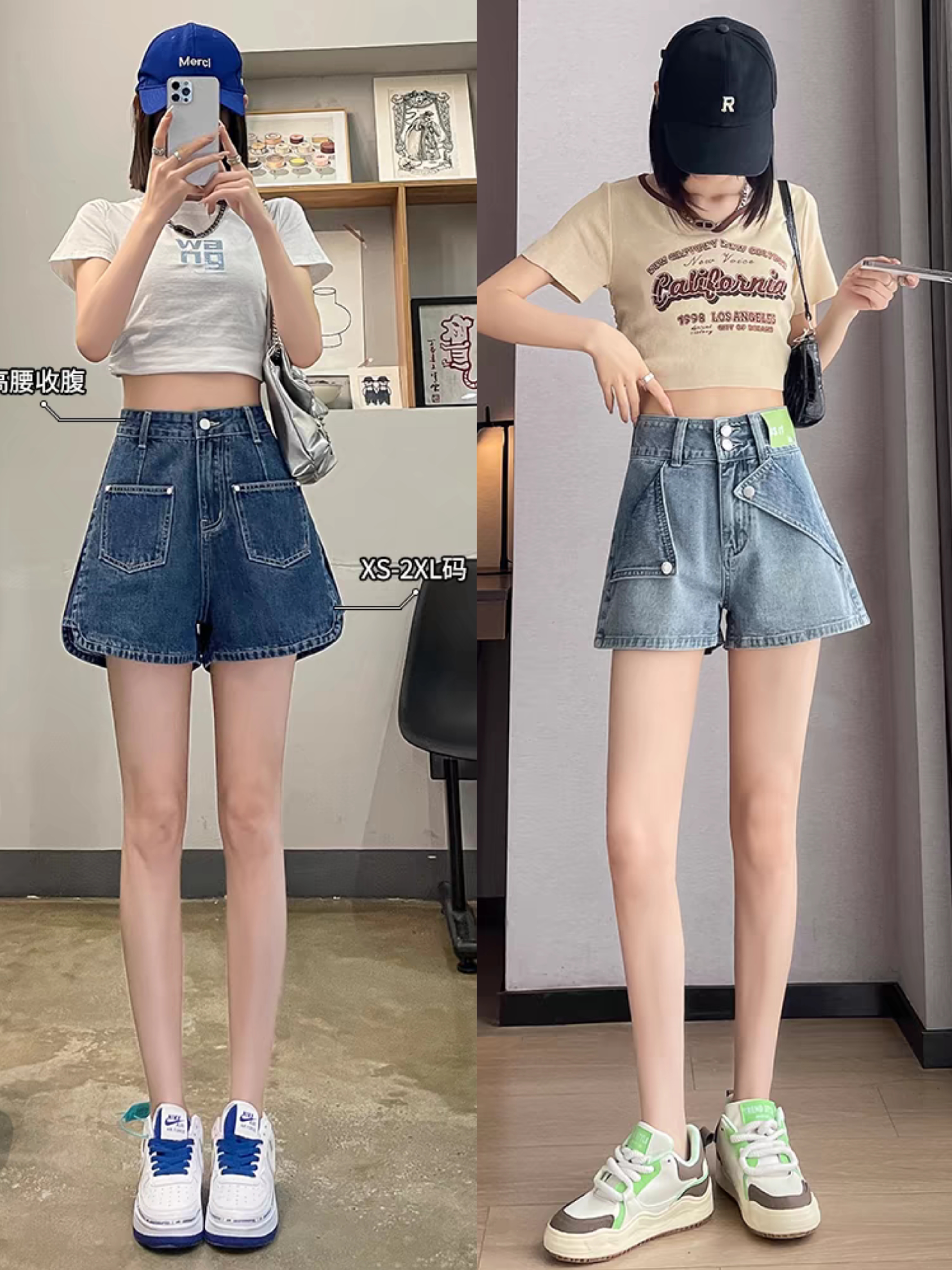 夏季女生牛仔短裙,短裤搭配什么上衣:   牛仔短裙方面: 1), 牛仔短裙