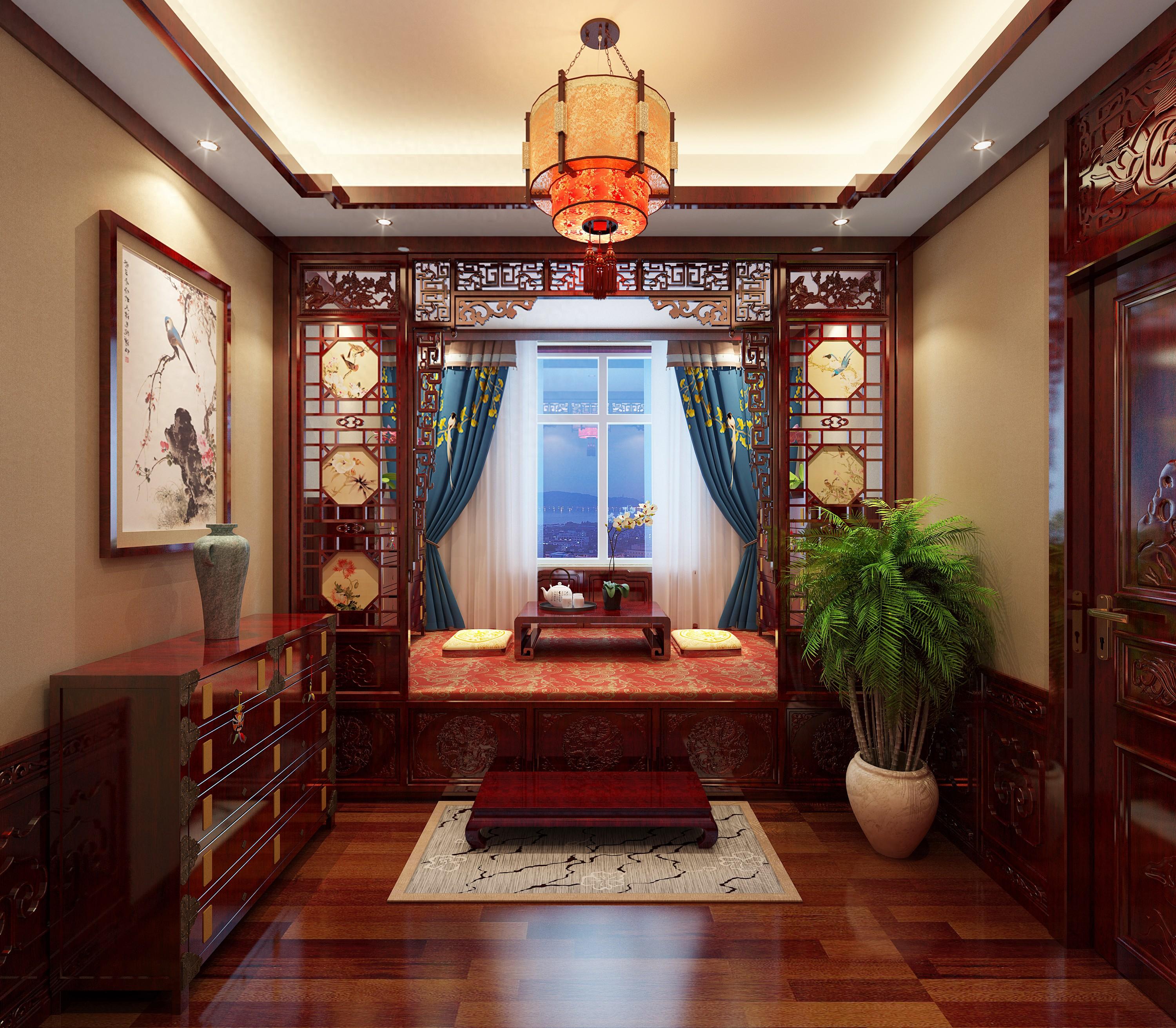 中式暖阁在装修上独具特色,充分展现了中国传统文化的魅力.