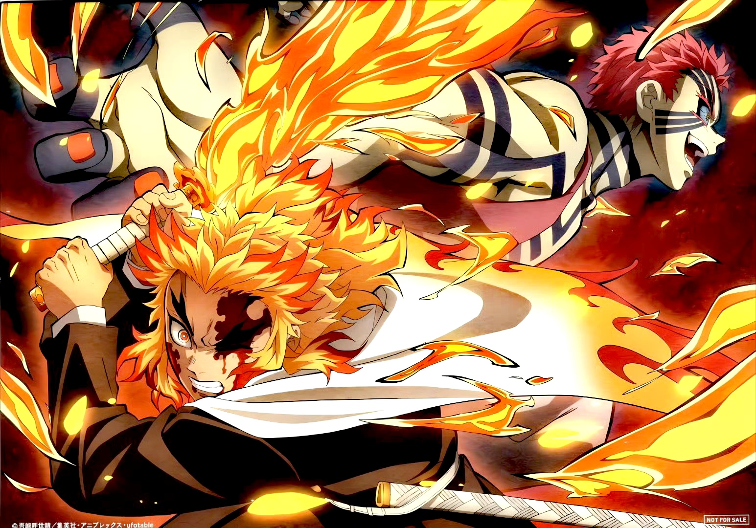 分享一组动漫《鬼灭之刃》角色插画作品,描绘了炎柱炼狱杏寿郎的形象