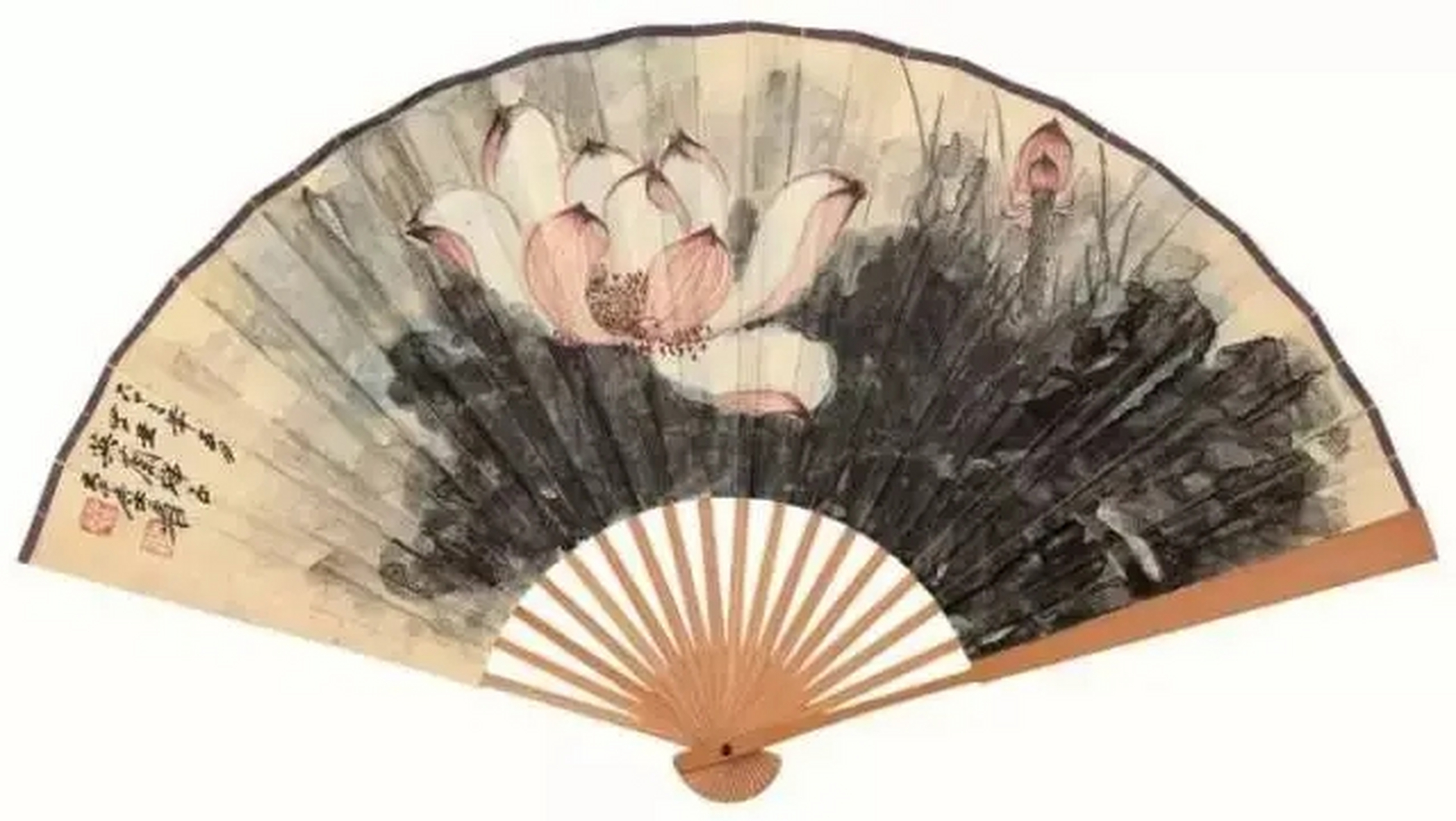 张大千至美山水花鸟扇面画,风格俊秀,格调清新.