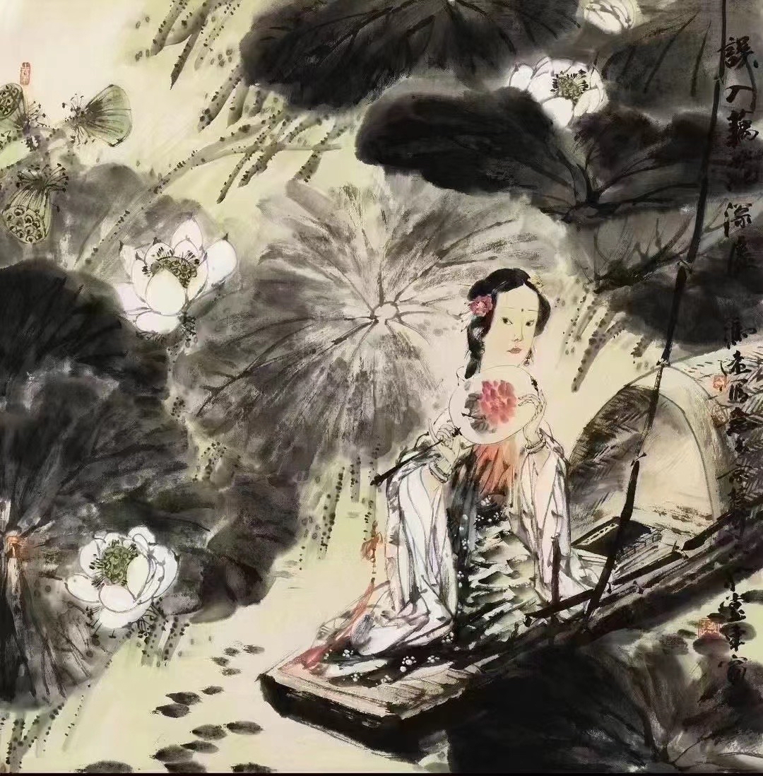 当代著名画家冯远扇面