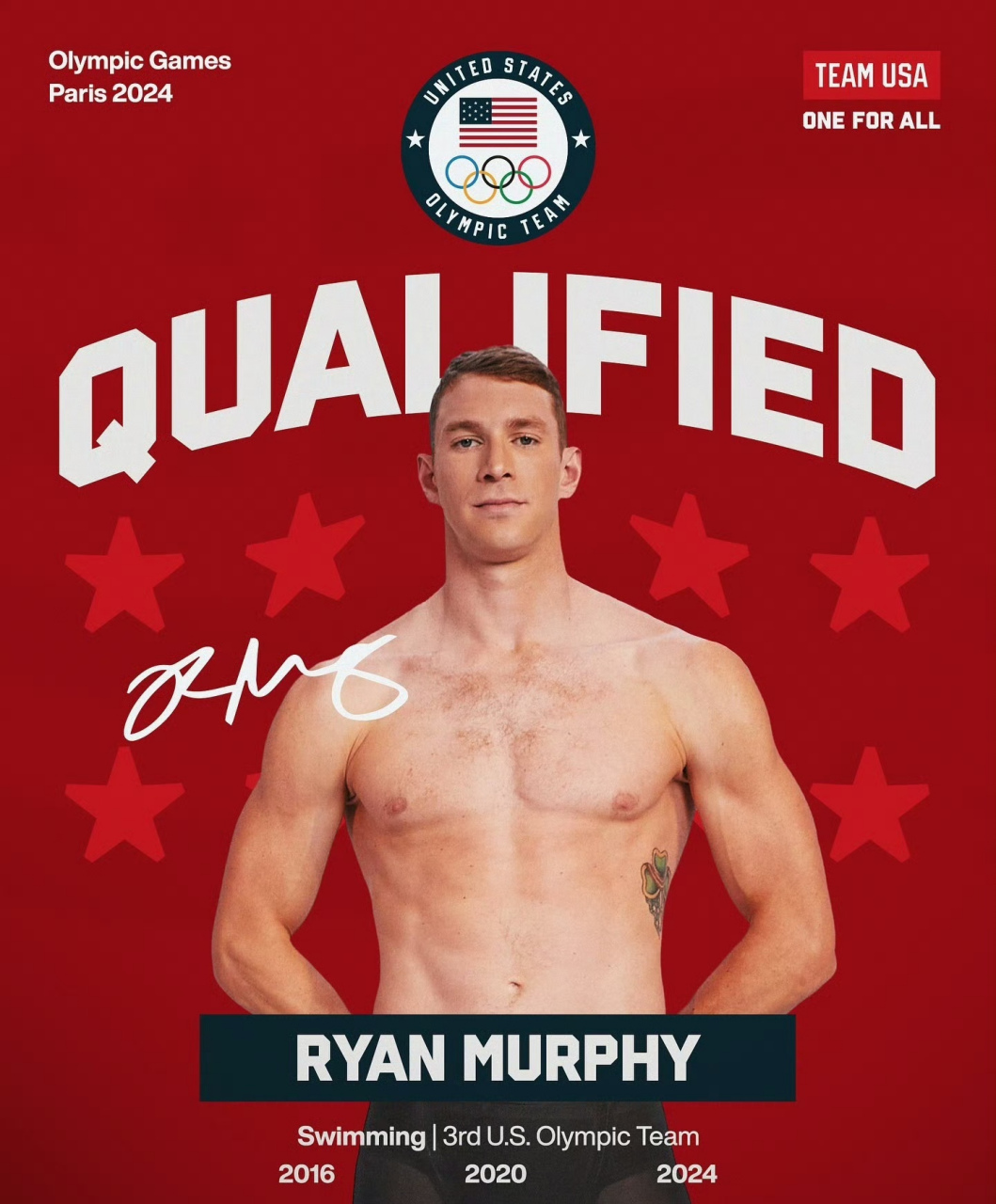 近日,在美国游泳巴黎奥运会选拔赛男子100仰泳比赛中,美国选手墨菲游