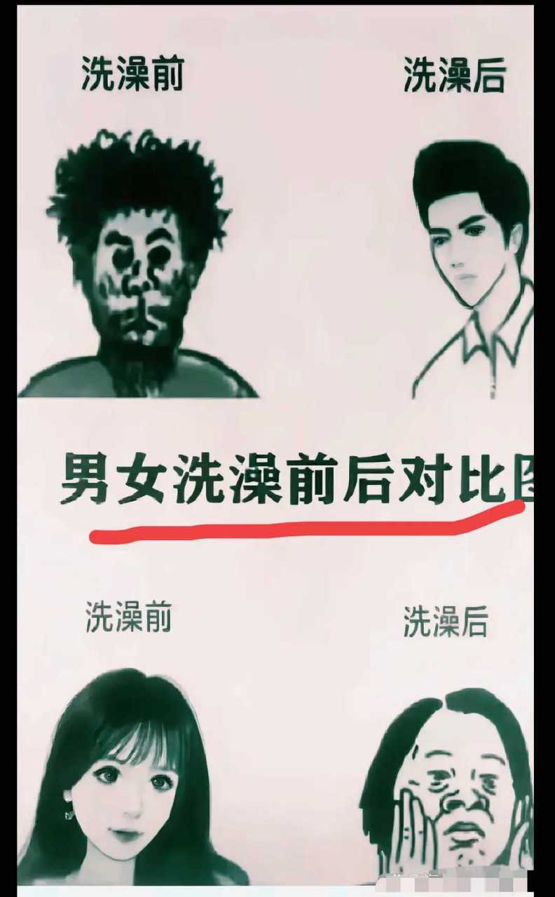 男人和女人洗澡前后的区别[笑哭]