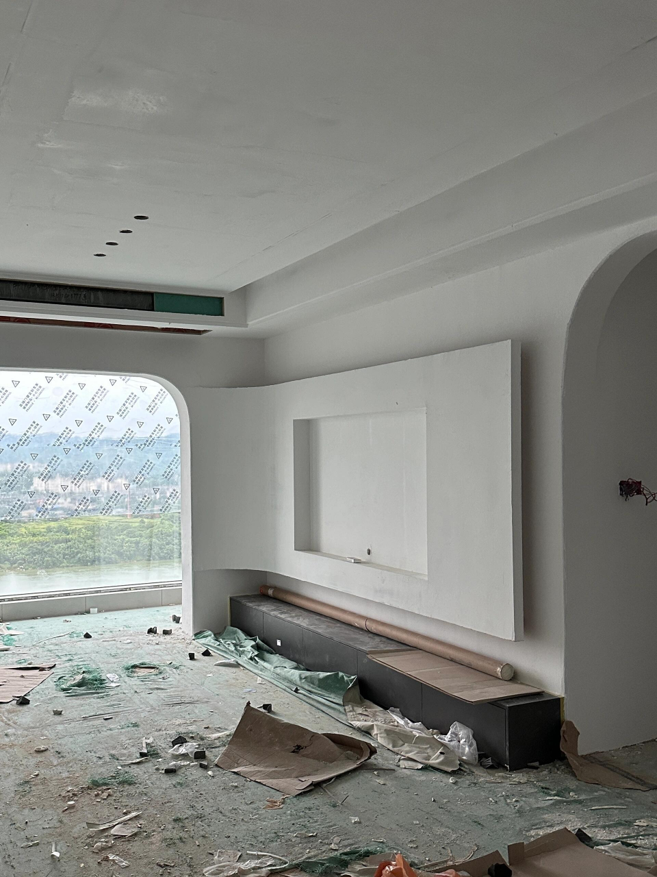 悬浮电视背景墙 悬着的心终于放下来了91 1000块钱叫木工师傅做的