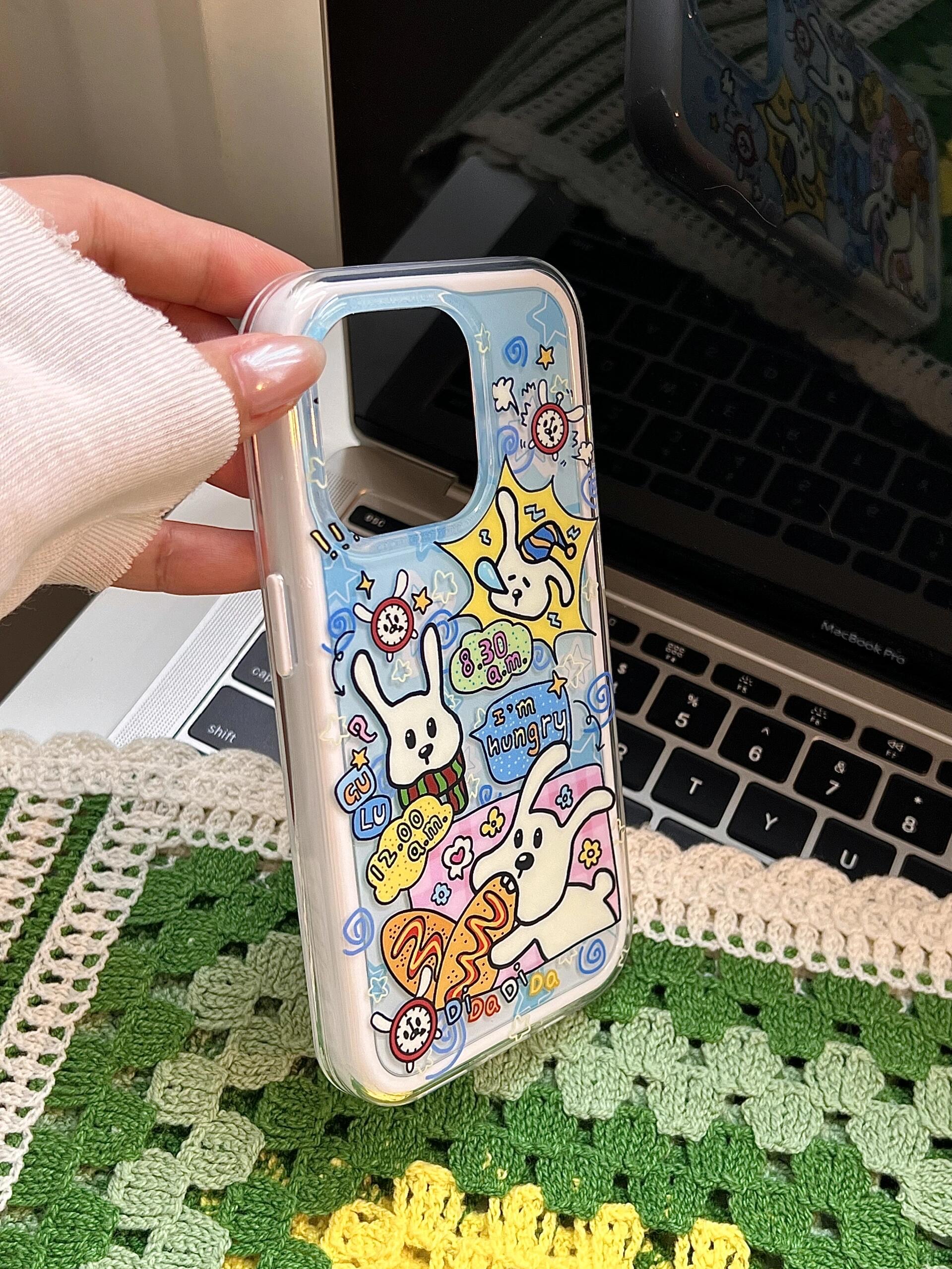 这清爽夏日涂鸦氛围感蓝色手机壳好!