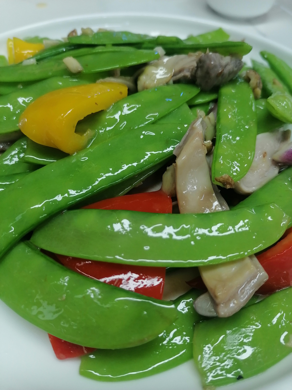 荷兰豆炒猪肚条.