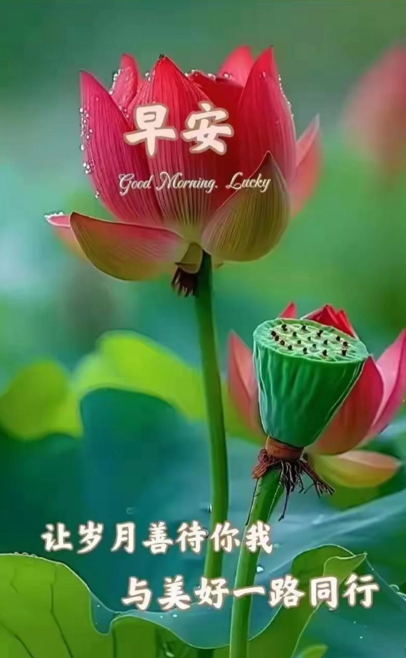 再来一波莲花早安图片,适合夏日发朋友圈. 夏至来了,注意防暑降温.