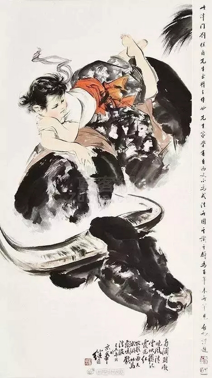 刘继卣画牛与羊,不愧是画动物的大师!画牛不输李可染!