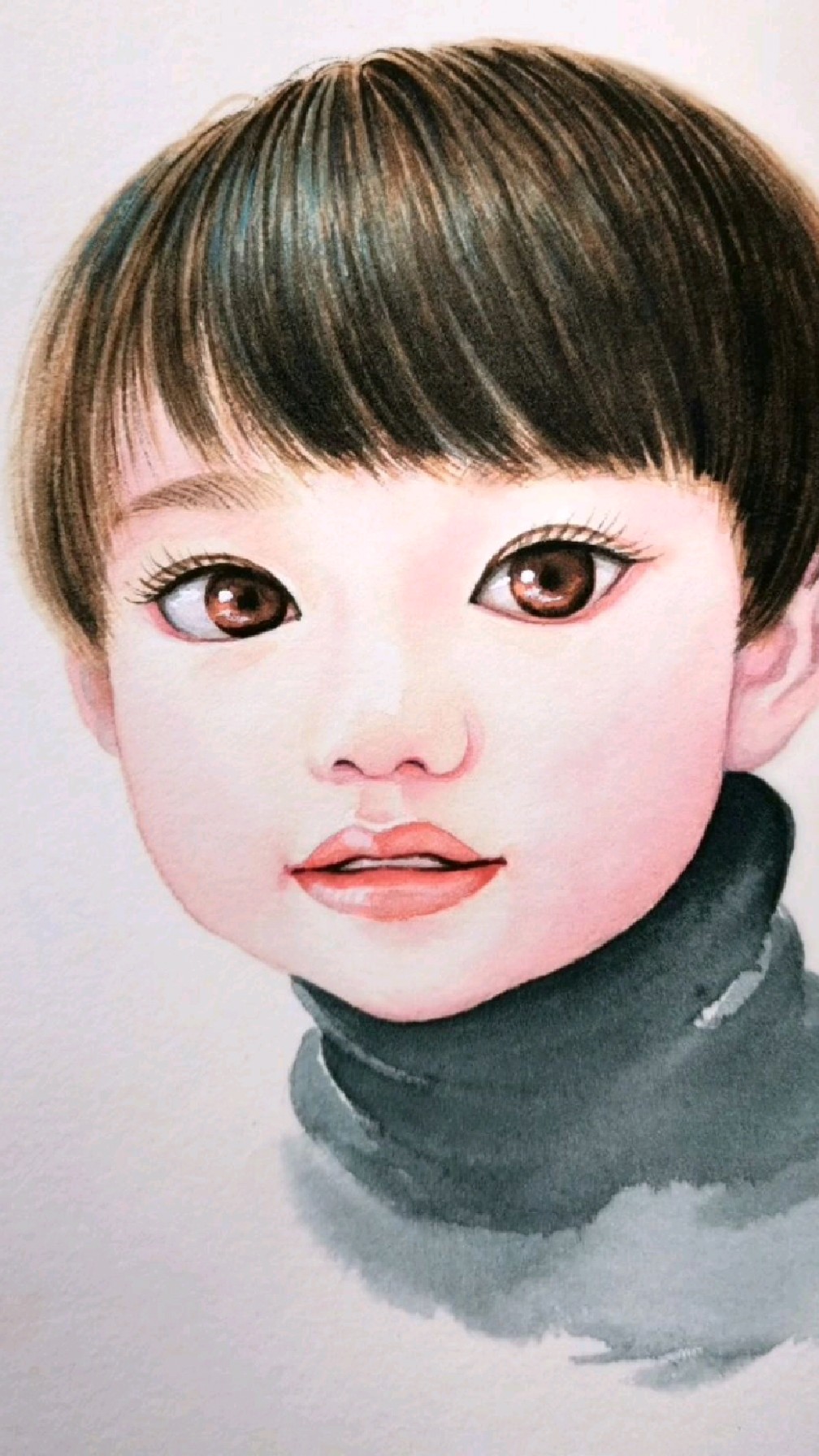 手绘水彩萌娃杨三狗