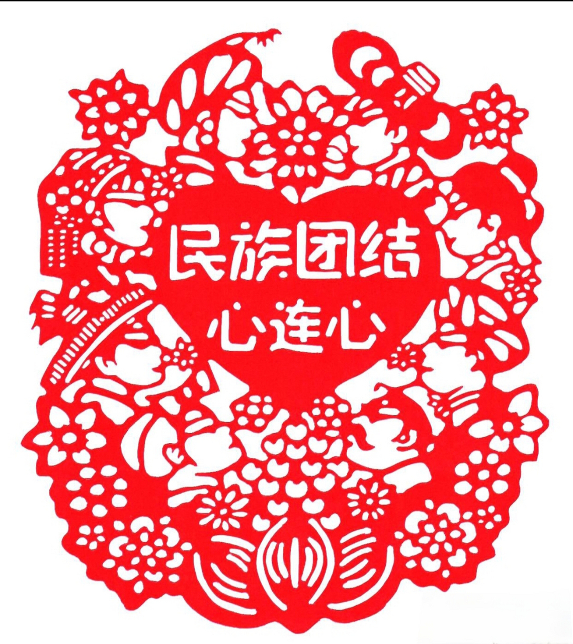 剪纸艺术作品 民族团结一家亲,同心共筑中国梦