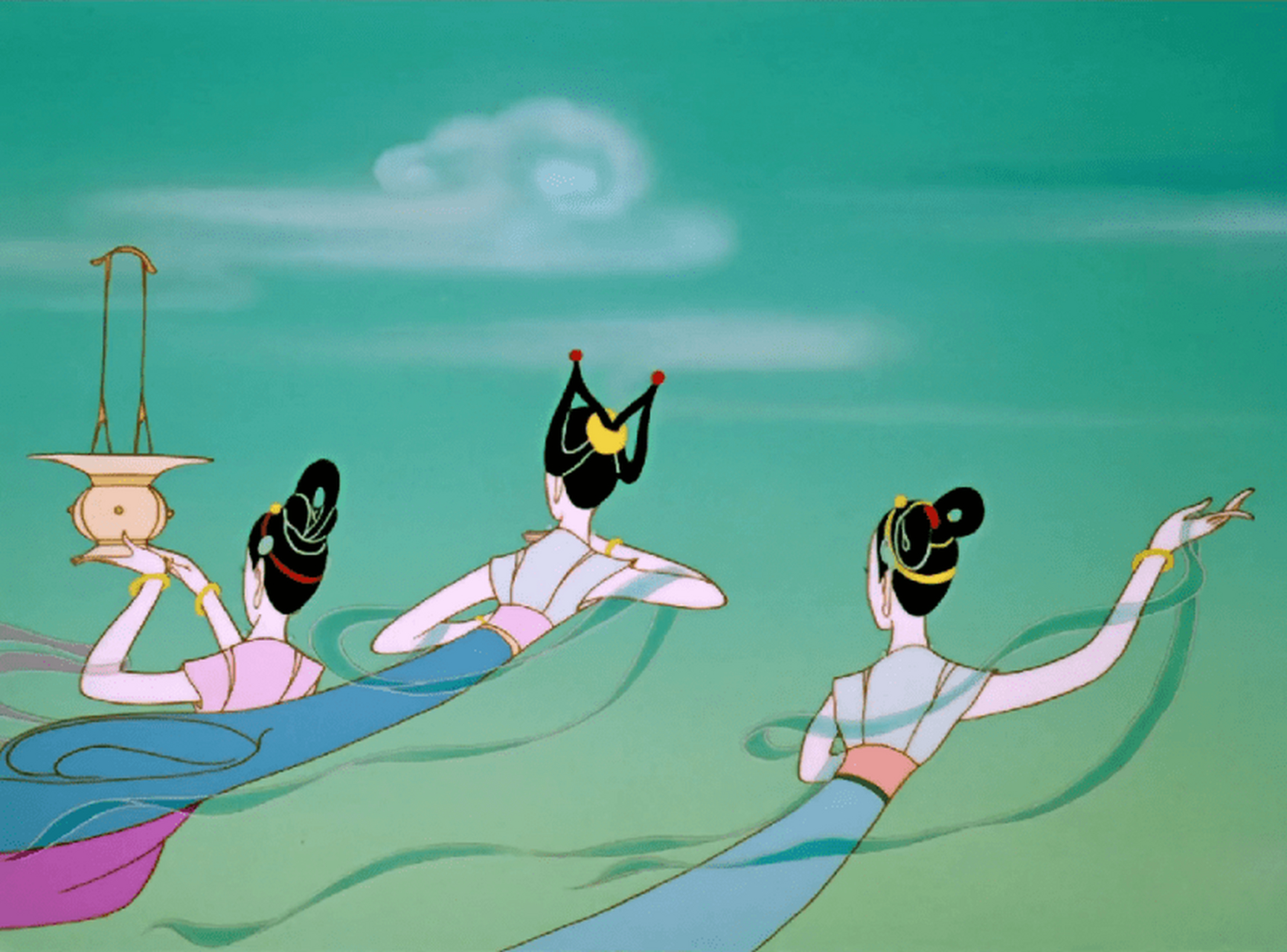 大闹天宫(1961)七仙女好仙气,整个画面仿佛动起来的敦煌飞天壁画一般