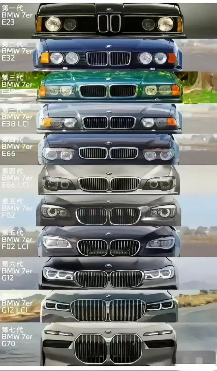 后面很普通,侧面有些宽厚的样子,直到看到大鼻孔,才知道是宝马新7系.