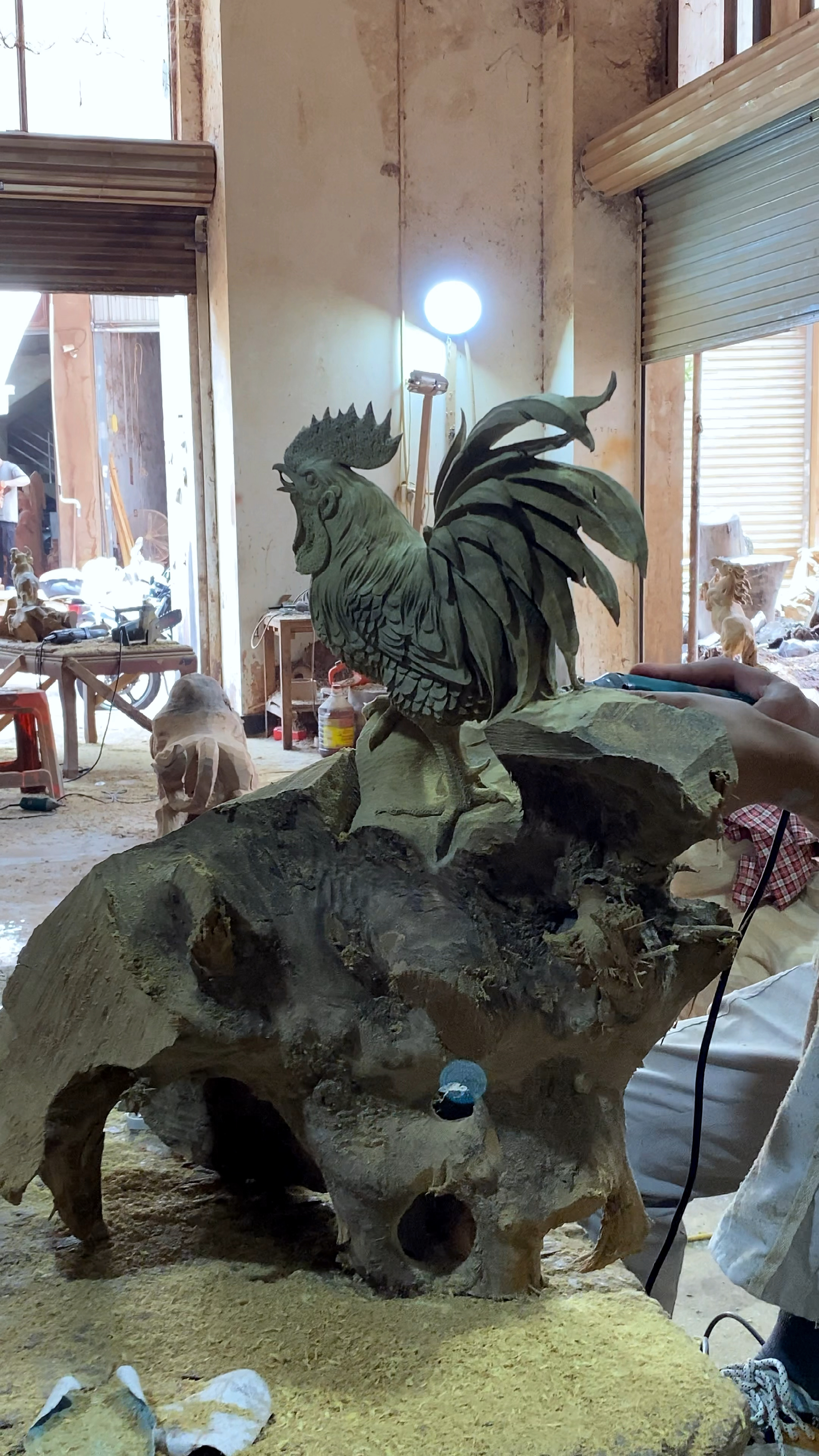 木雕鸡鸣富贵生肖鸡雕刻摆件