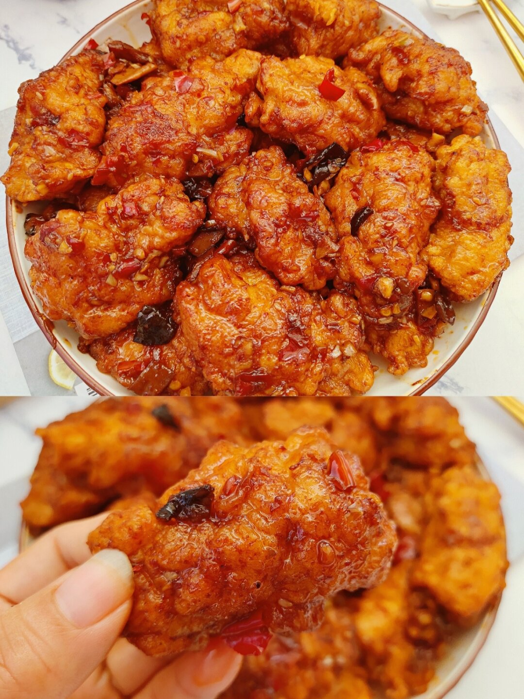 炒炸鸡我用的李子柒贵州糟辣酱味道浓郁口味独特配料丰富满满的